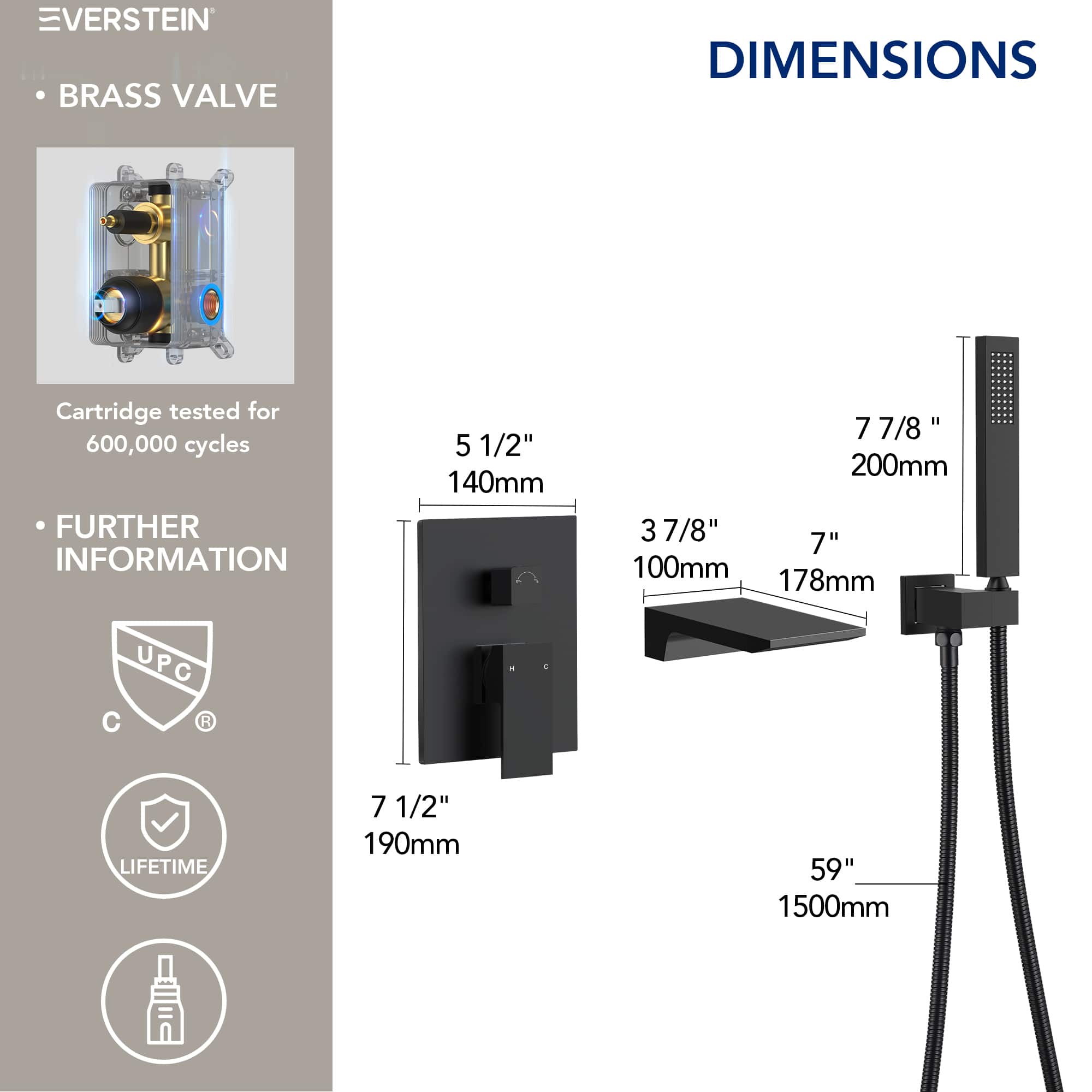 EVERSTEIN M6502BI-BL Tub-Shower-Faucets - View #8