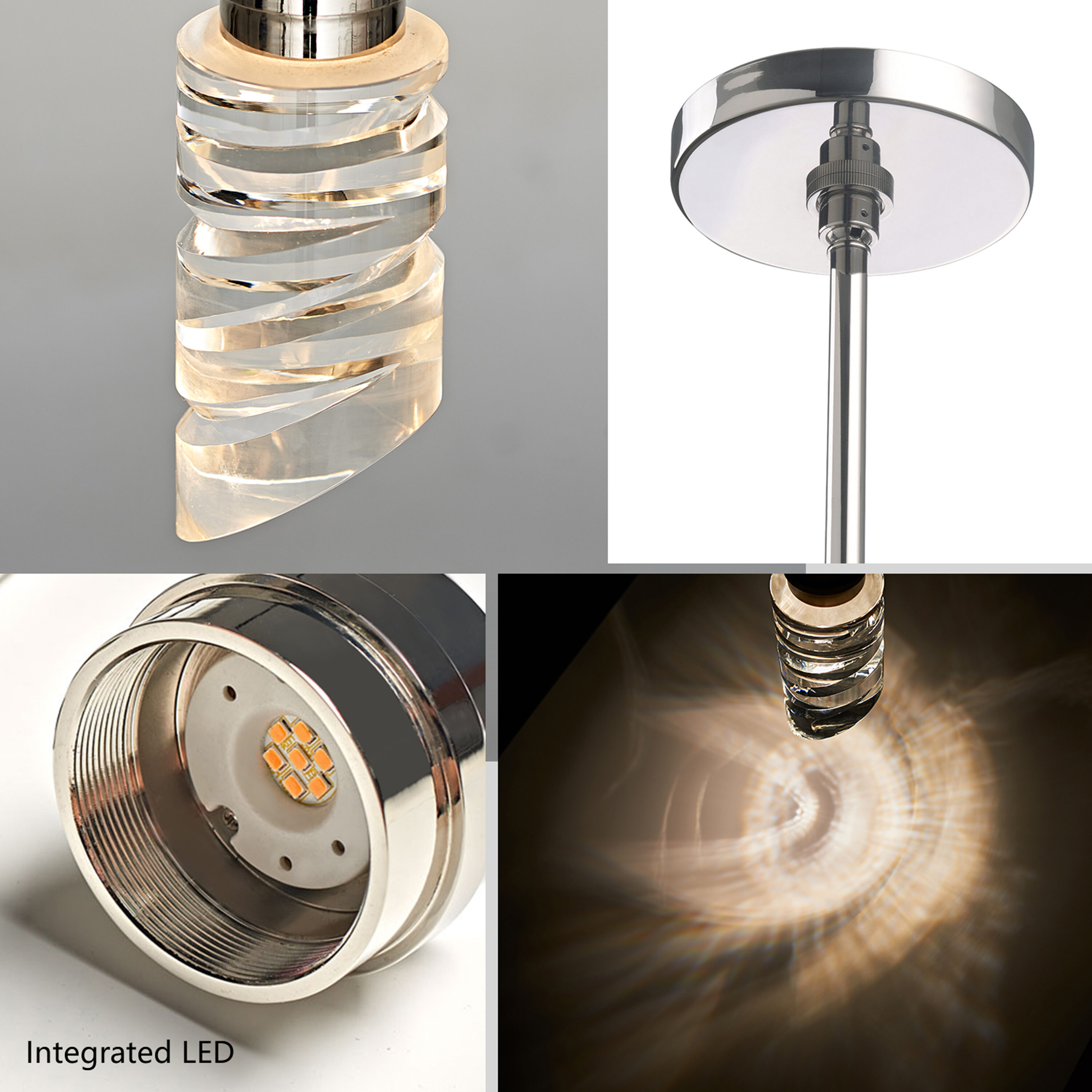 Elegant Mini LED Crystal Pendant Light in Polished Nickel