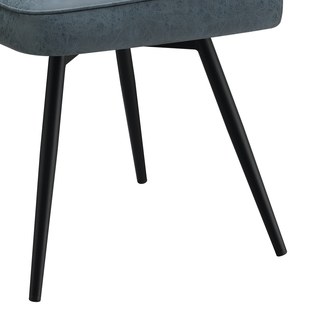 Navy Faux Leather Swivel Dining Chair with Black Legs