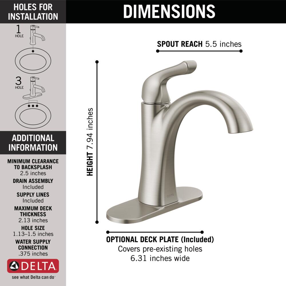 Delta Faucet sold Arvo Widespread Bathroom Faucet Brushed Nickel, Drain Assembly