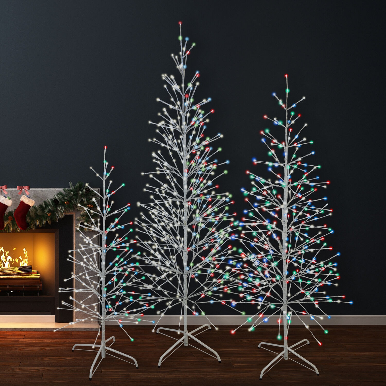 Fraser Hill Farm FFCHLEDSET3TREE-MLT Table-Christmas-Decorations - View #7