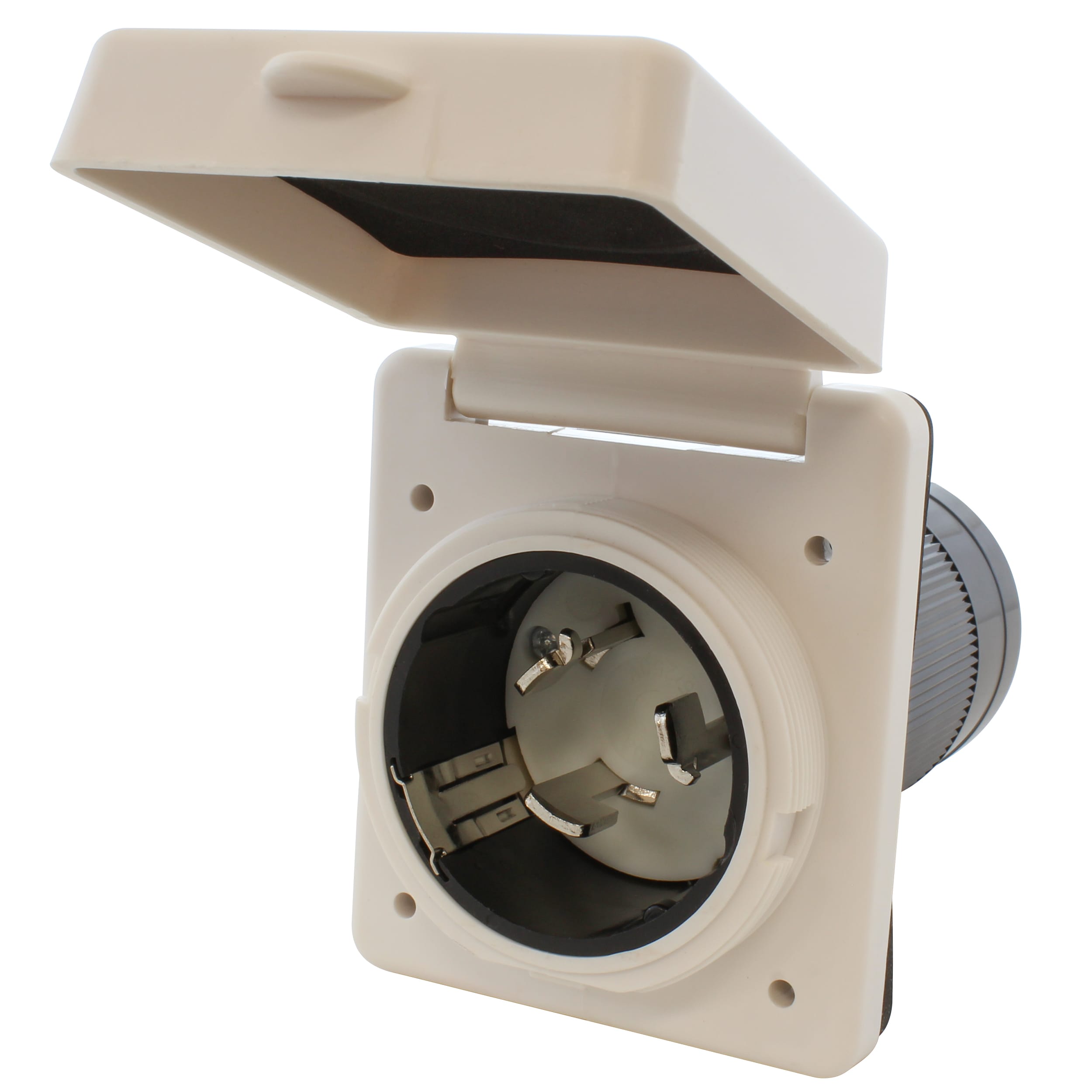 AC WORKS RVINSS2-WT 50A Locking 4-Wire SS2-50 RV/Marine Inlet with Cover In White