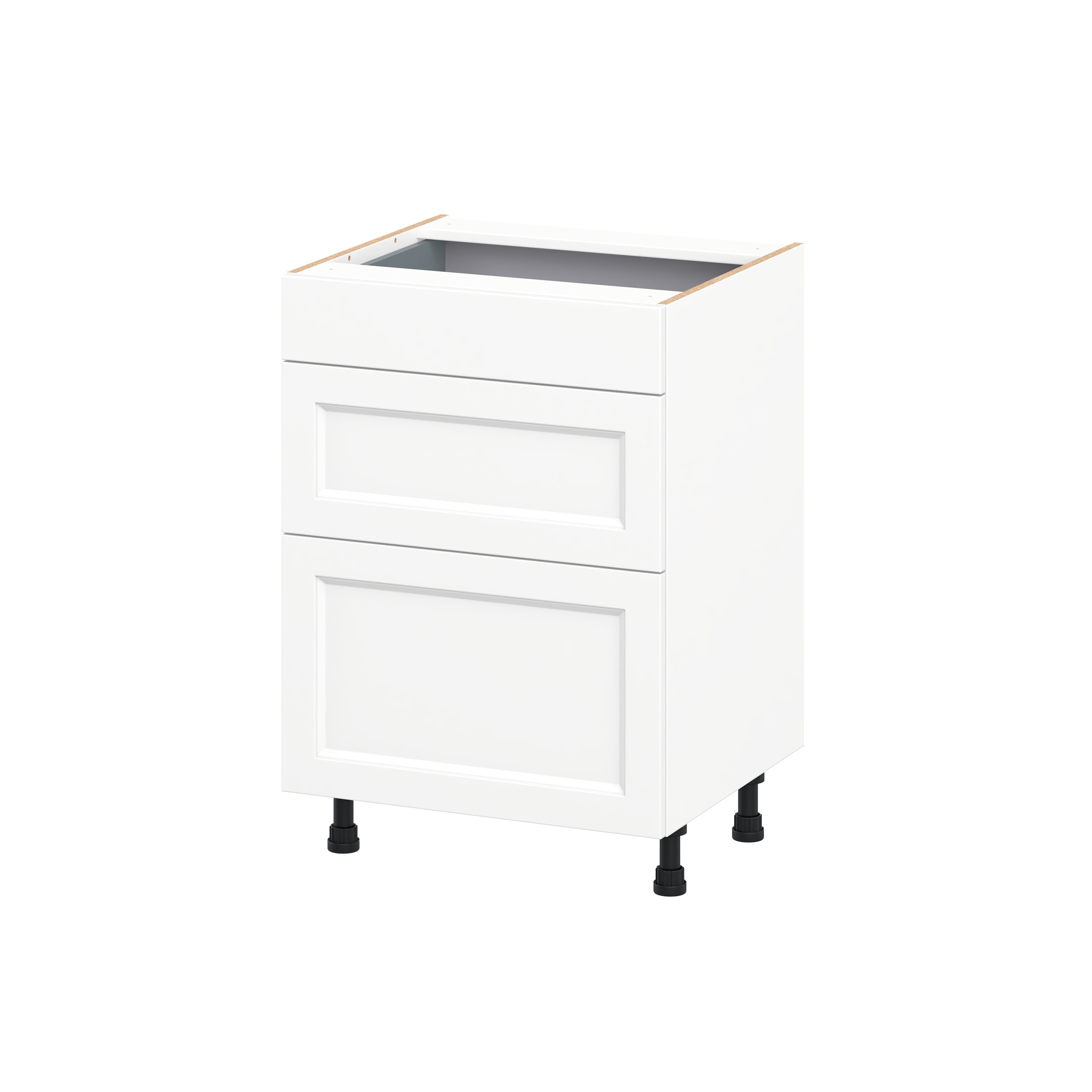 Hugo&Borg Riviera 24-in W x 34.5-in H x 21.83-in D Bright White Painted Drawer Base Fully Assembled Cabinet Recessed Panel Shaker