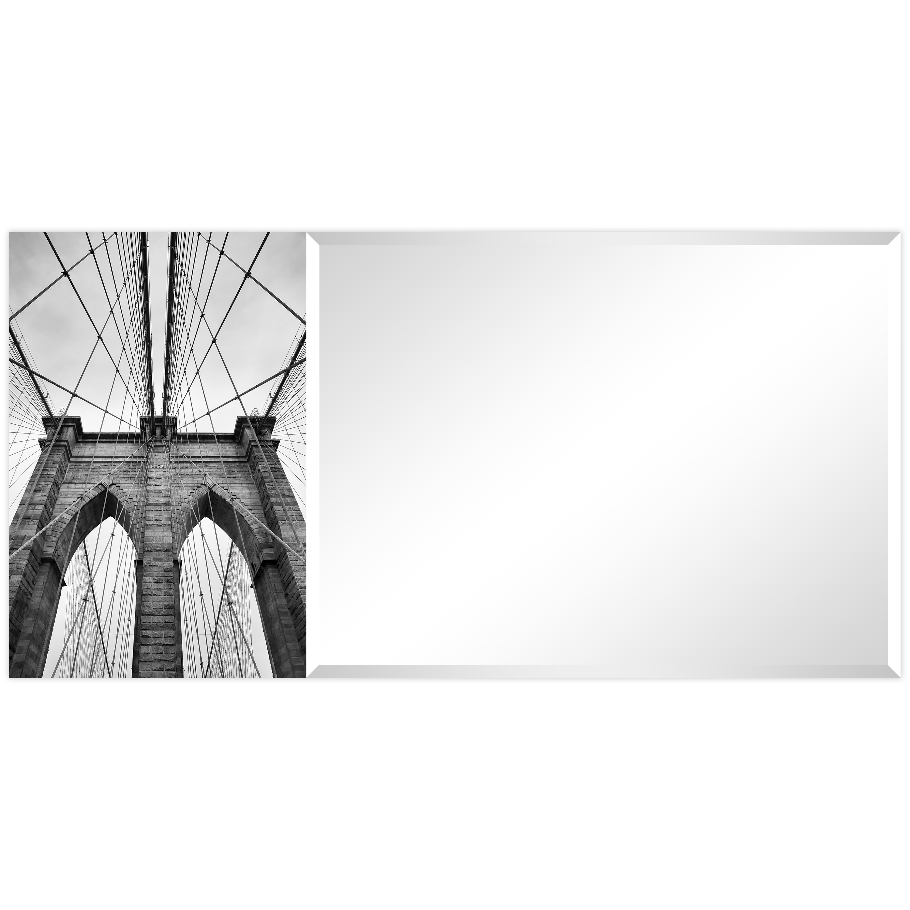 Empire Art Direct TAM-EAD2495-2448L Tempered Glass Frame Wall Mirror 48-in W x 48-in H Gray Beveled Wall Mirror
