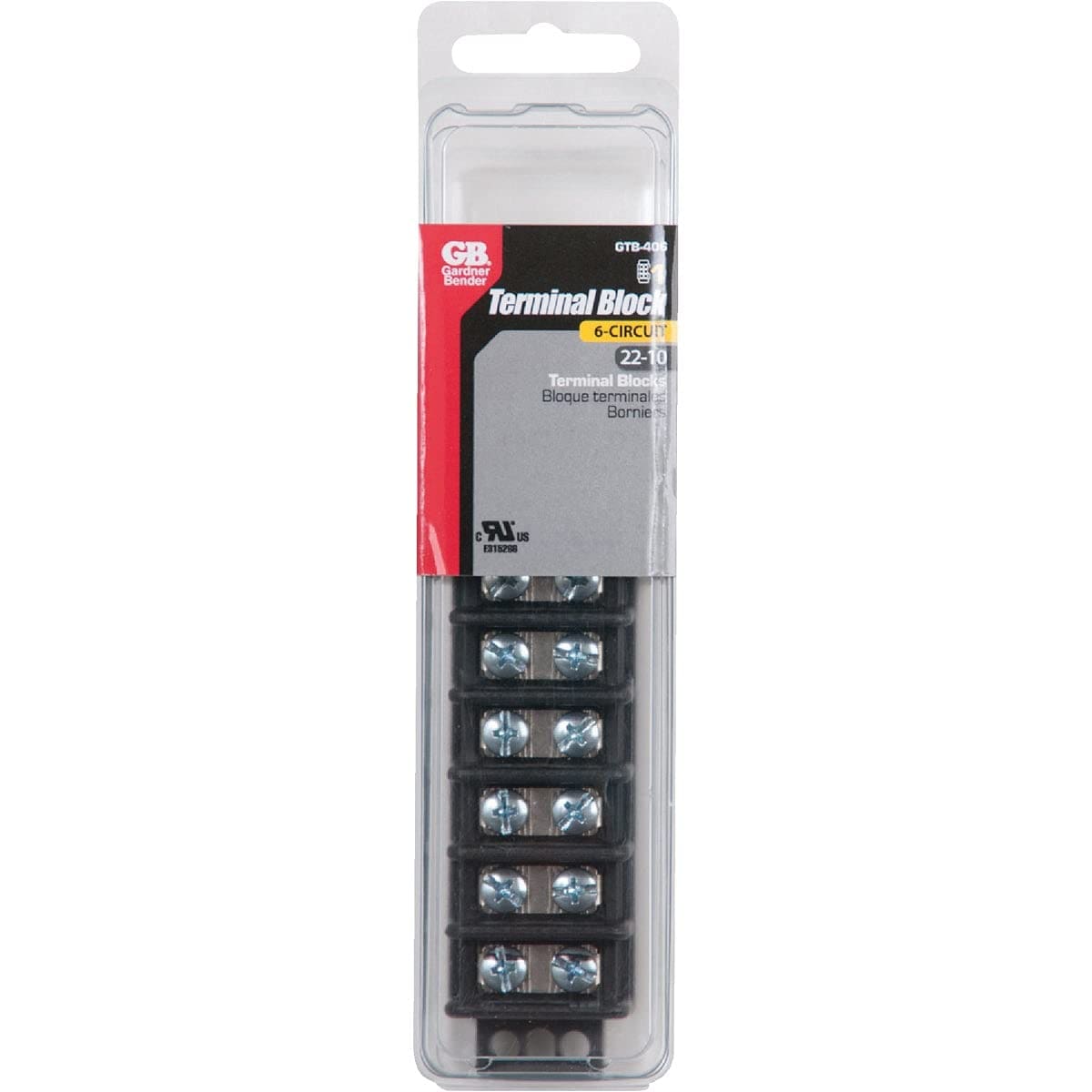 Gardner Bender GTB-406 6-Pole DIN Rail Terminal Block 22 10 AWG 30A 600V 3-Pack #GTB-406