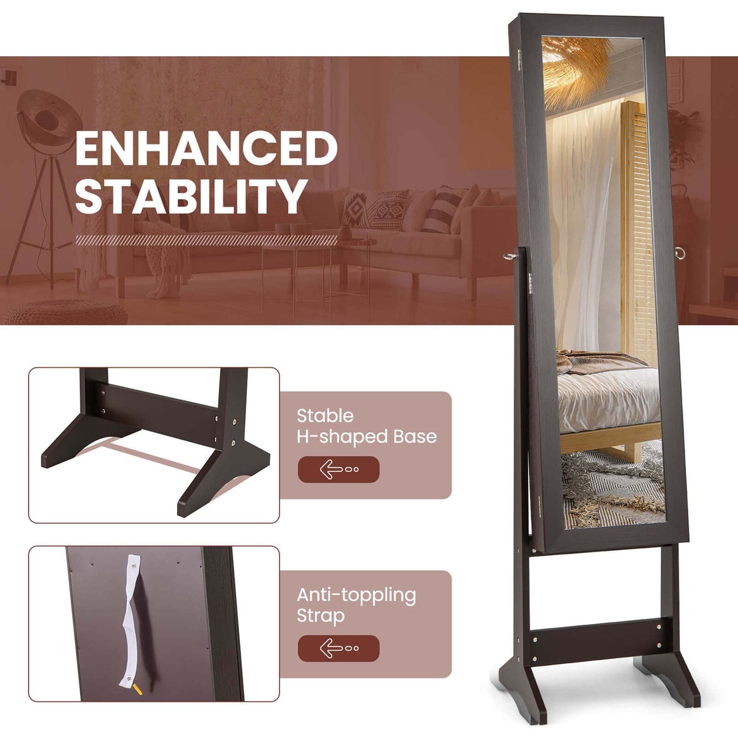 Costway HCST03598 Jewelry-Armoires - View #6