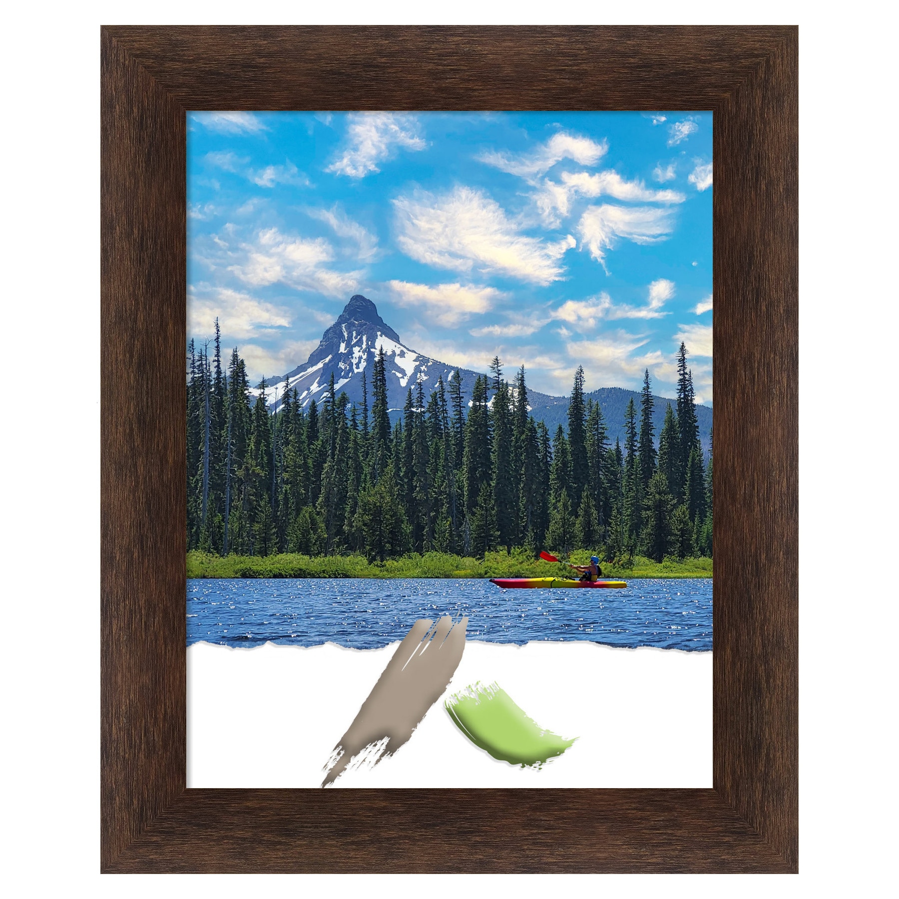 11"x14" Opening Size Narrow Wood Picture Frame Art Warm Walnut - Amanti Art: Includes Mounting Hardware, Acrylic Glazing