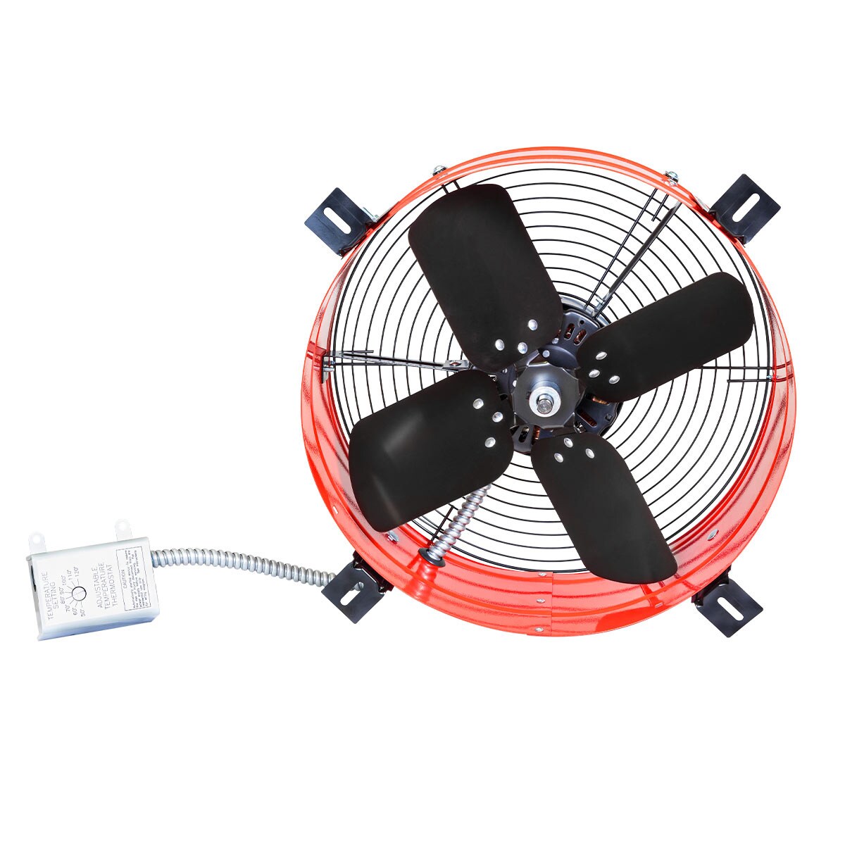 Red and Black Galvanized Steel Roof Mount Attic Fan