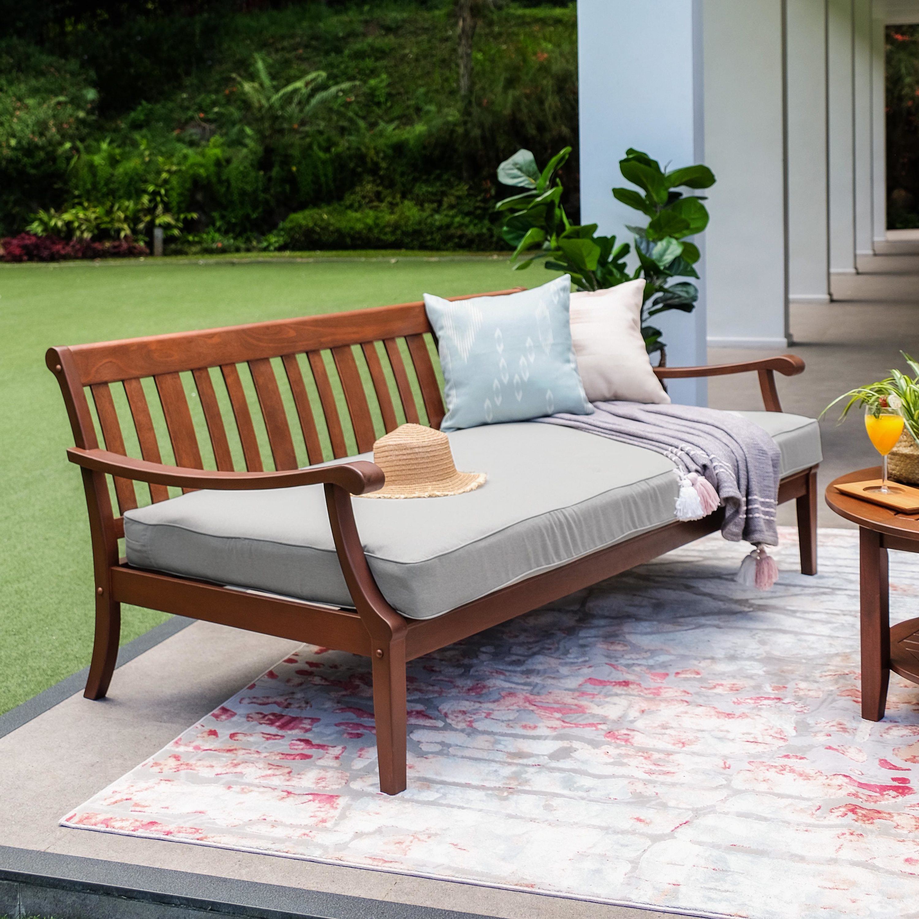 Cambridge Casual Wales Wood Outdoor Sofa Daybed with Oyster Cushion in ...