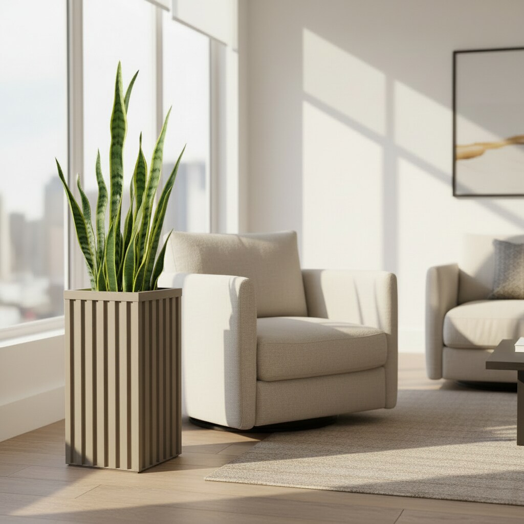 Blisstyle Square Grove Column Planter Grey Brown Flower Plant Pots for ...