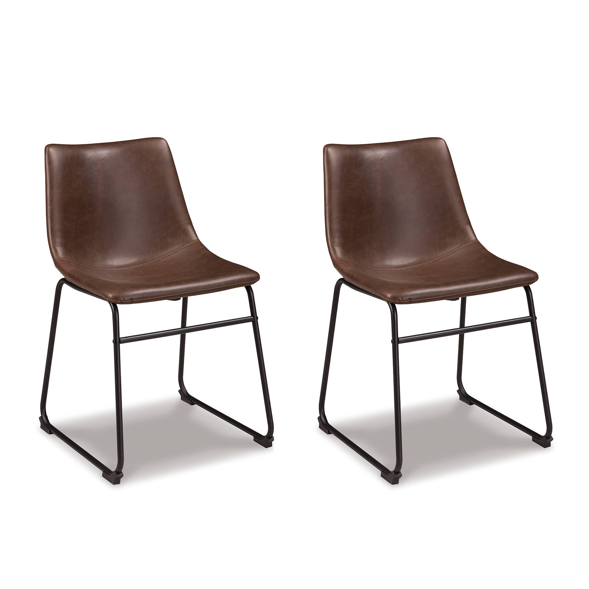 Signature Design by Ashley Centiar Brown Faux Leather Dining Chair with Tubular Metal Base and Bucket Seat