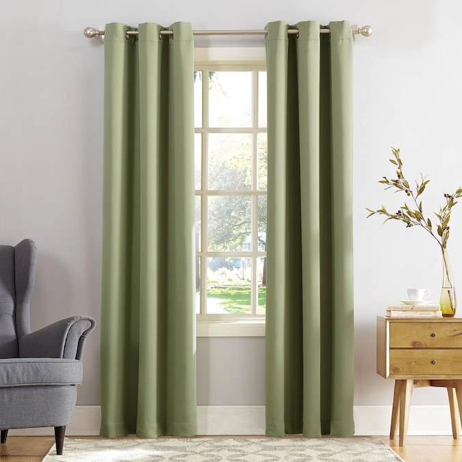Sun Zero 63 In Sage Green Polyester, Green And Teal Curtains