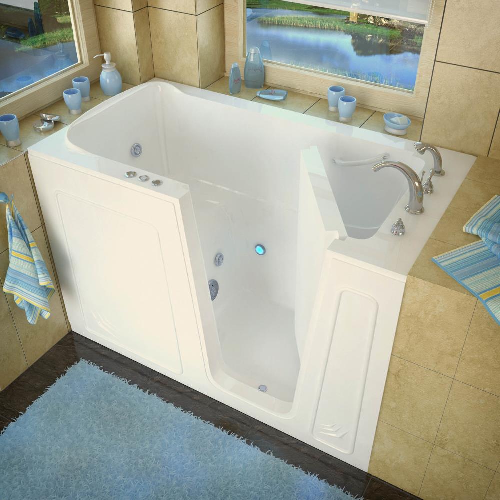 Endurance LS series 32-in x 59.625-in Biscuit Acrylic Walk-In Whirlpool ...