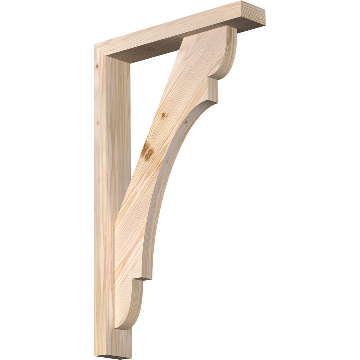 Ekena Millwork 1463715 Olympic Block Smooth Bracket with Offset Brace 3-1/2-in x 18-in x 30-in Douglas fir Brown Wood Standard bracket