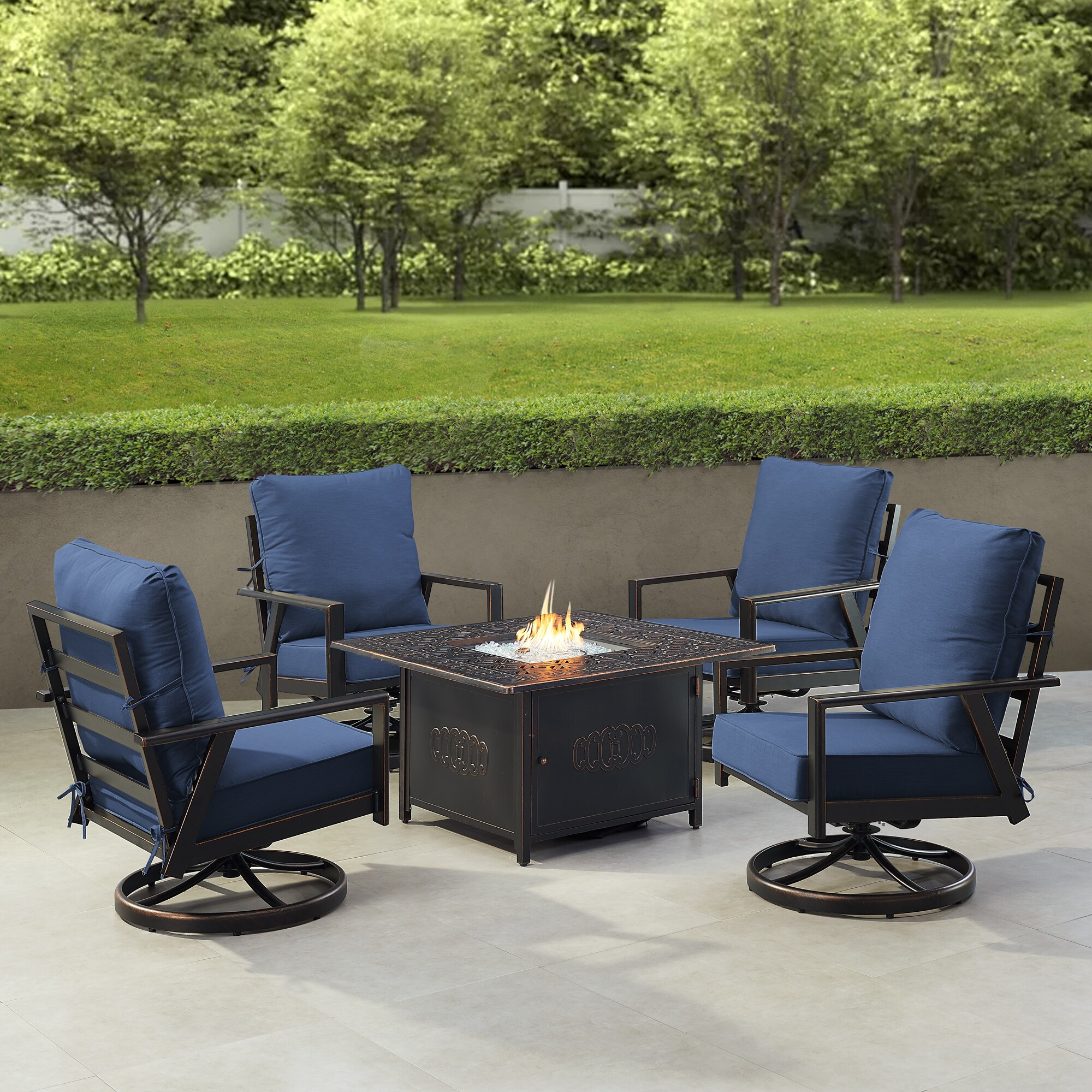 Oakland Living LUX4CHRONINBLCUA 14-Piece Patio Conversation Set with Blue Cushions