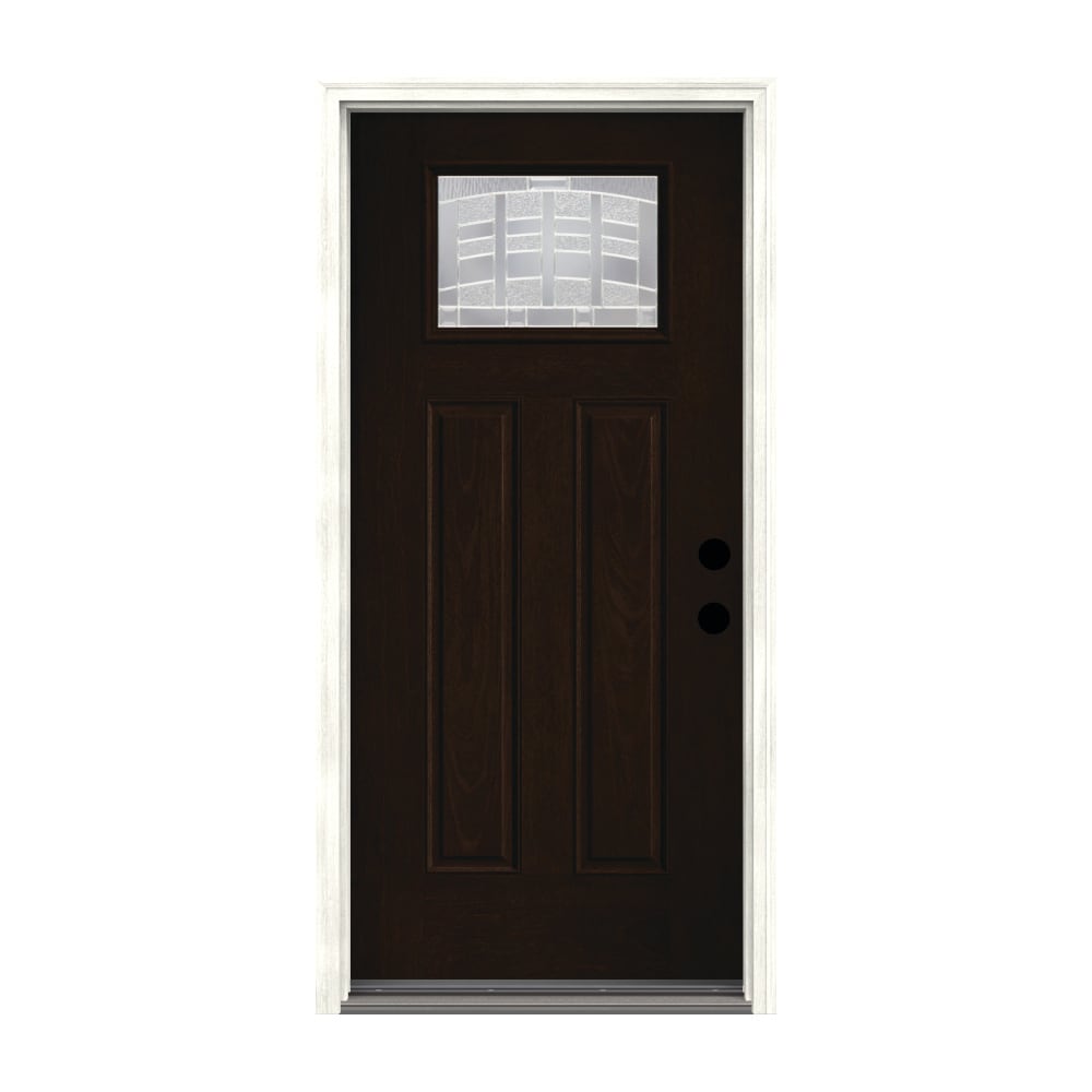Therma-Tru Benchmark Doors Emerson 36-in x 80-in Fiberglass Craftsman Left-Hand Inswing Dark Elm Stained Prehung Single Front Door with Brickmould -  TTB644573SOS