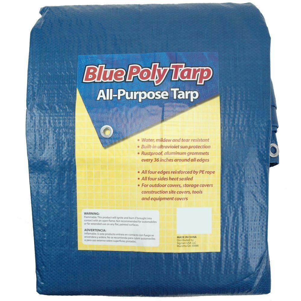 30 x 30' Blue Silver Poly Tarp 5 Mil Water Resistant Multi-Purpose Outdoor Cover 