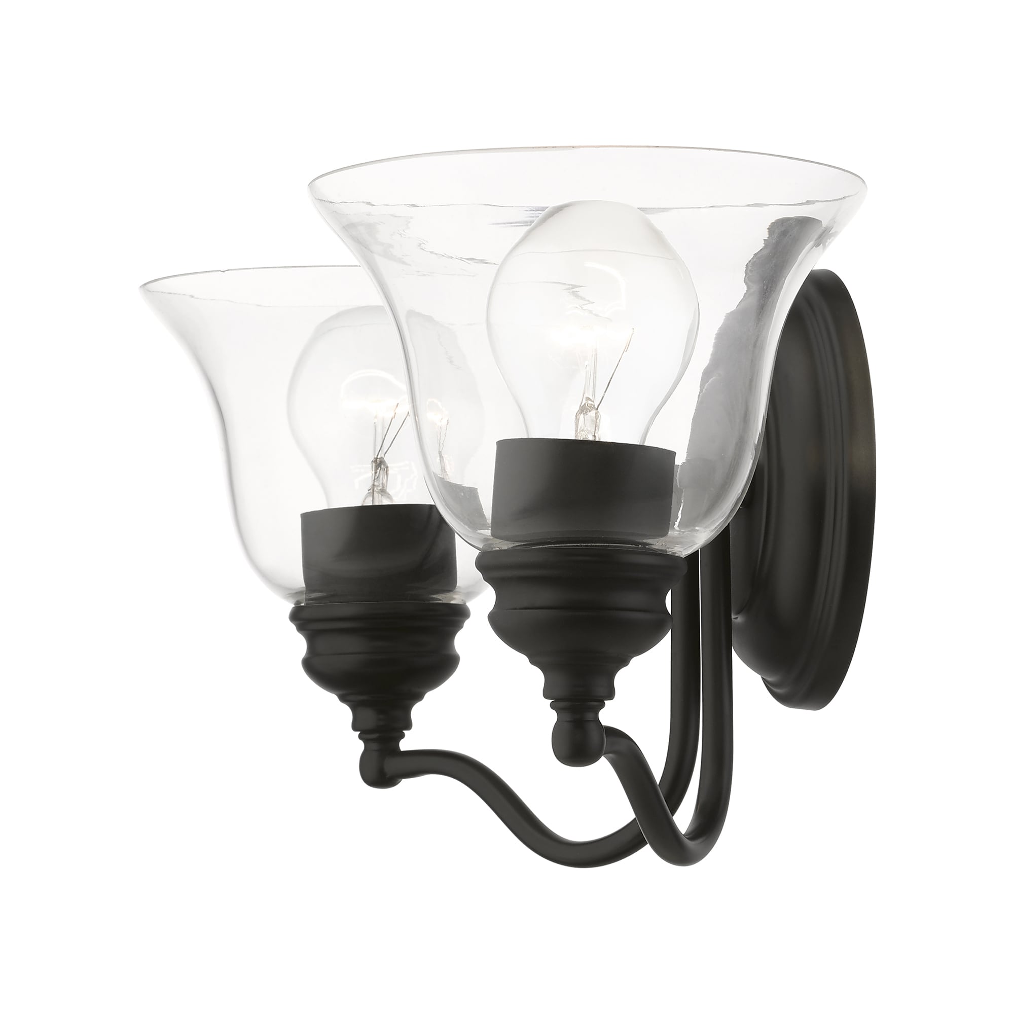 Black Hand Blown Glass 2-Light Vanity Sconce