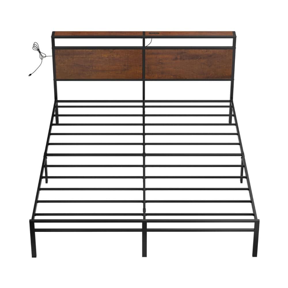 Aok Garden Full Metal Bed Frame with LED Lighted Headboard USB Charging ...