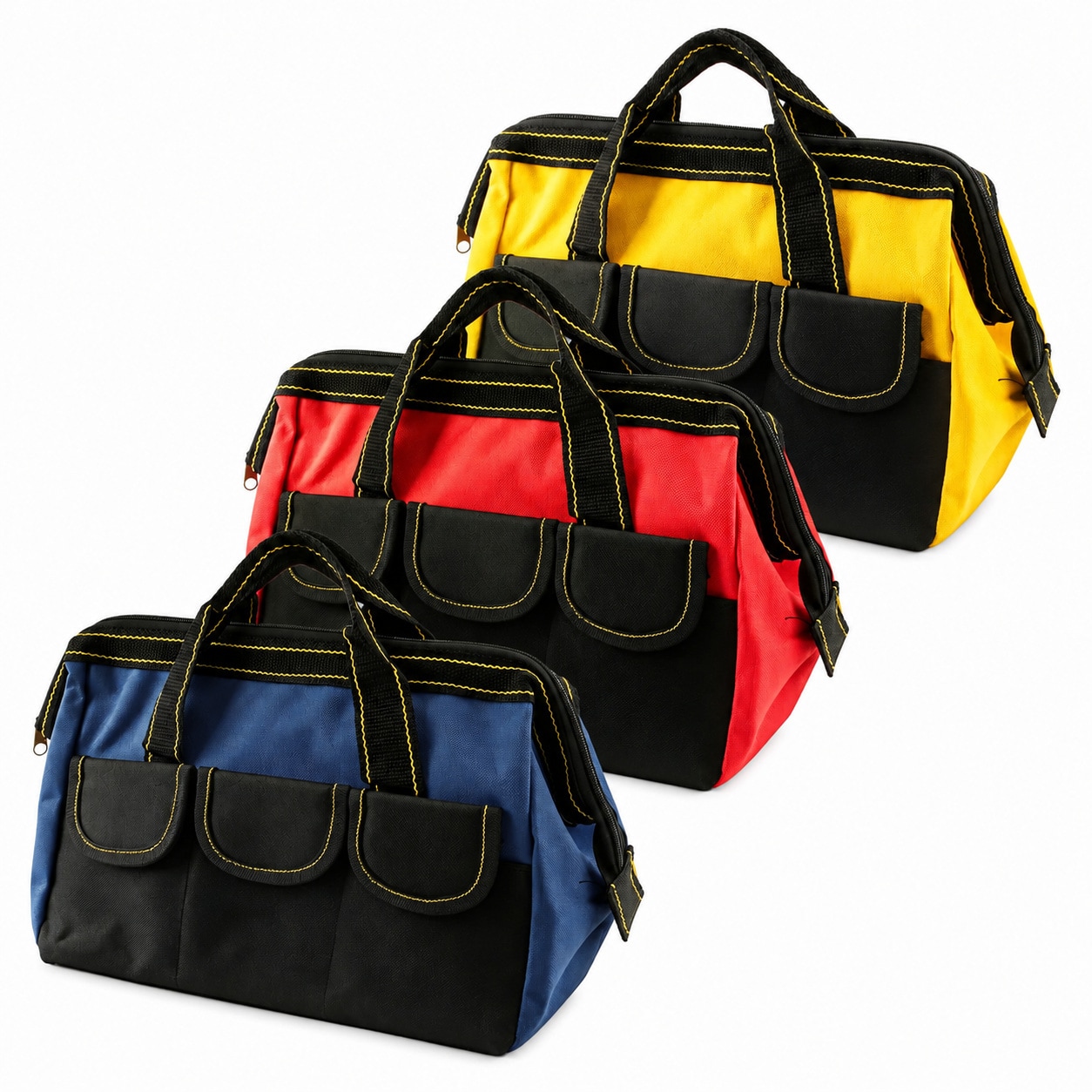 Avid Power 3 Pack 13 Inch Heavy Duty Tool Bag Tote 5 Pockets Waterproof Base Multi Purpose Storage Organizer