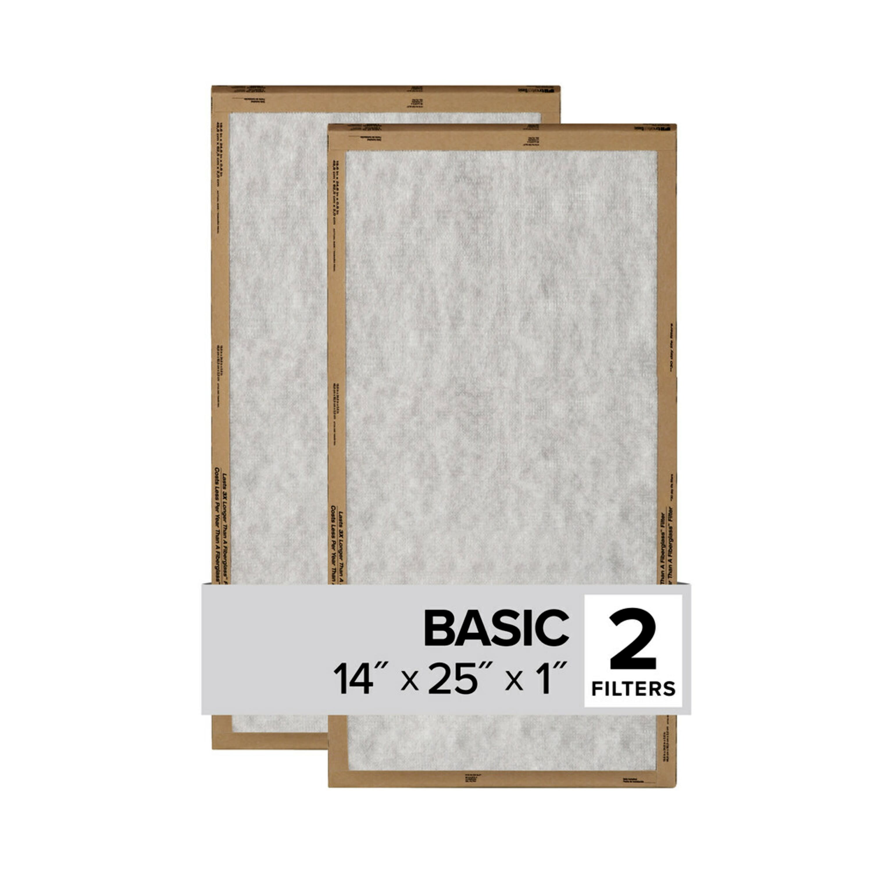 Filtrete FPL04-2PK-24 14-in W x 25-in L x 1-in MERV 1 Basic Flat Air Filter (2-Pack)