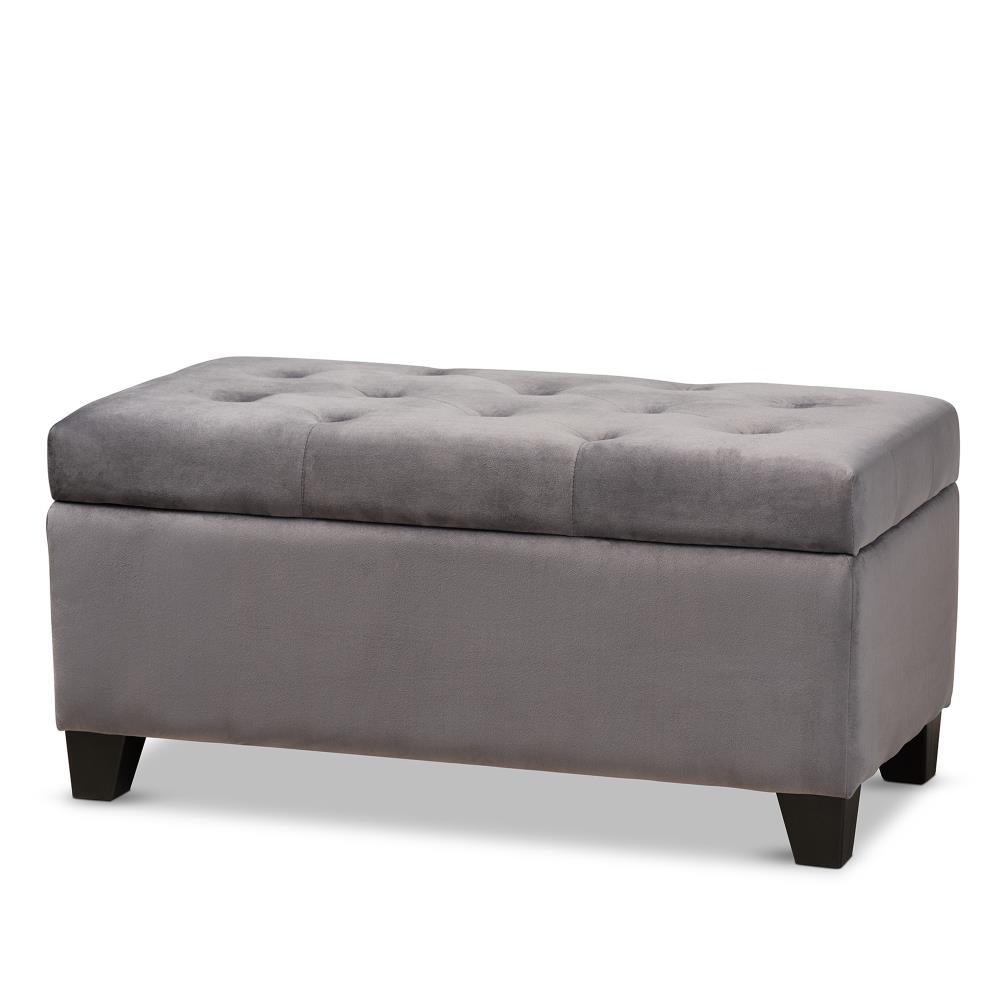 Baxton Studio 162-10458-LW Michaela Modern Grey/Black Velvet Storage Ottoman