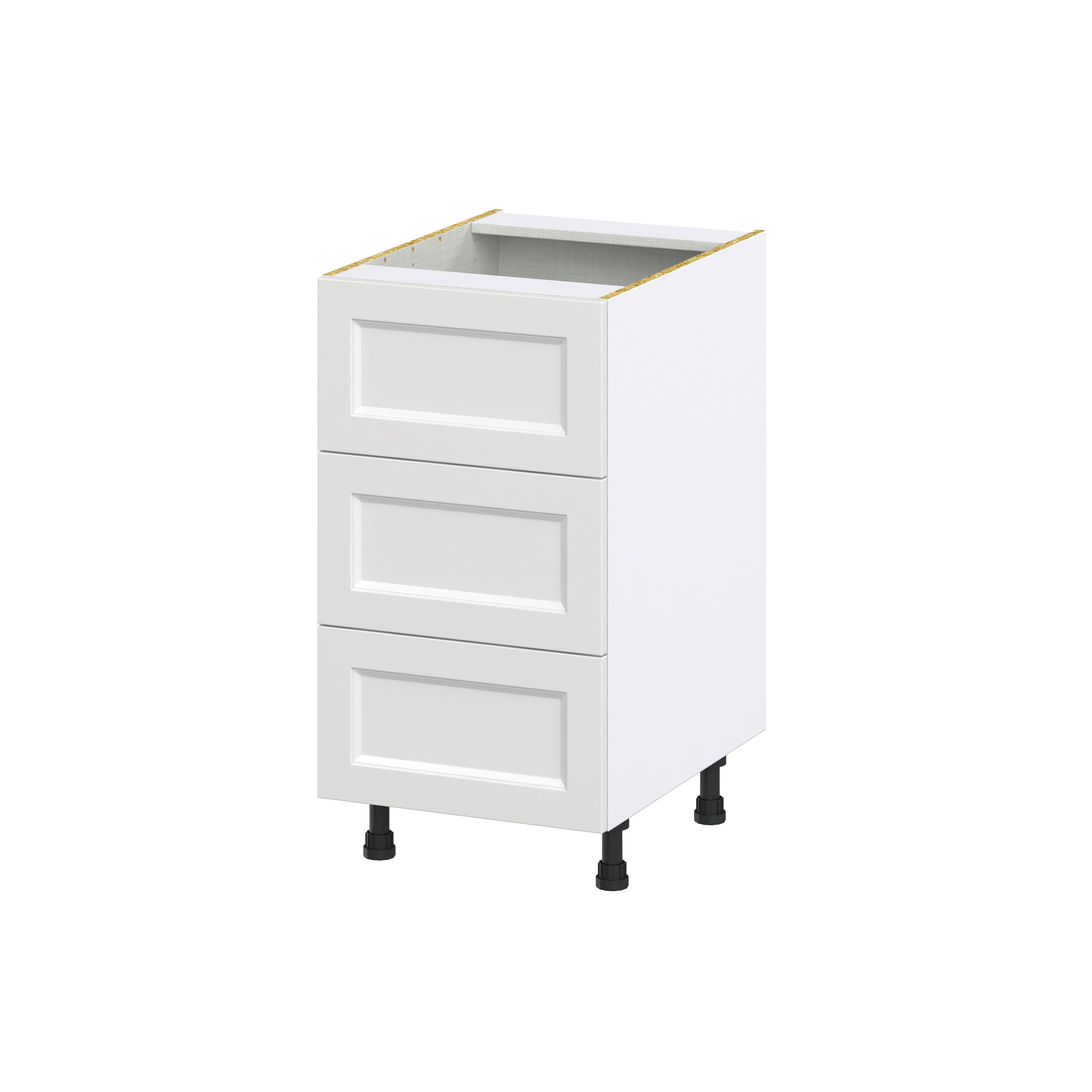 Hugo&Borg Riviera 18-in W x 34.5-in H x 24-in D Bright White 3-Drawer Base Fully Assembled Cabinet