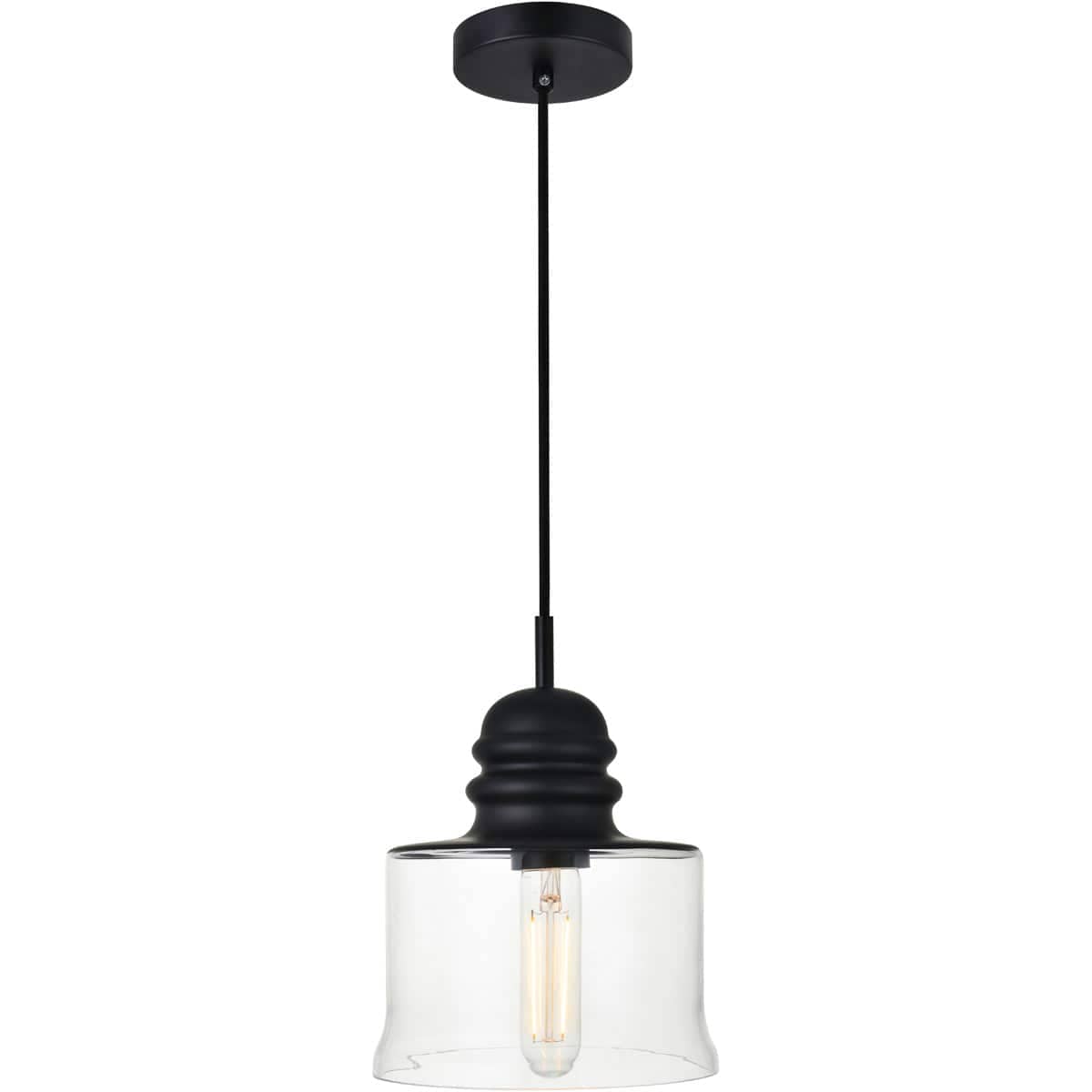 Elegant Lighting Living District LD2253BK Kenna 1 Light 67 inch Black Pendant Ceiling Light