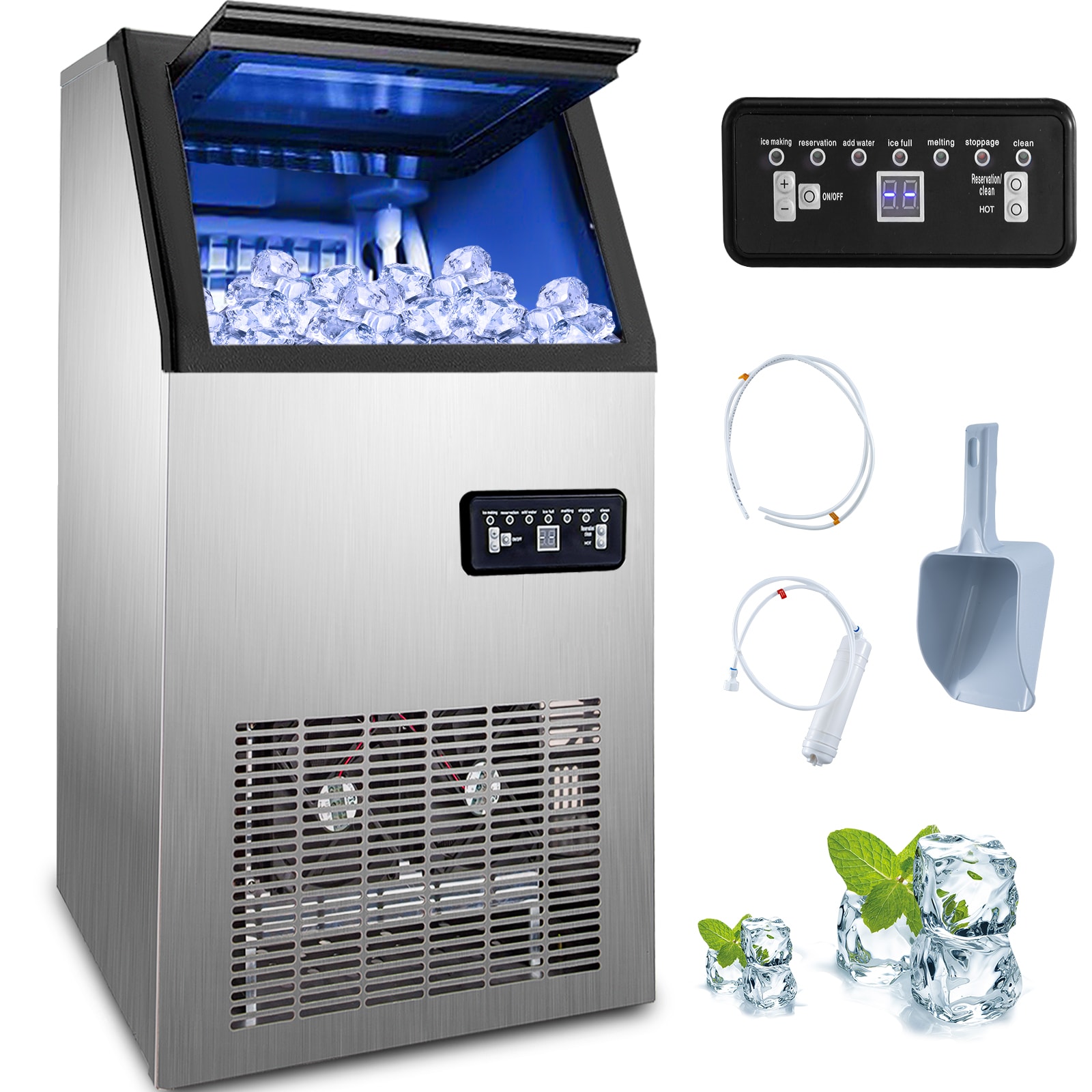 Built-in Commercial Ice Maker Stainless Steel Bar Restaurant Ice Cube  Machine