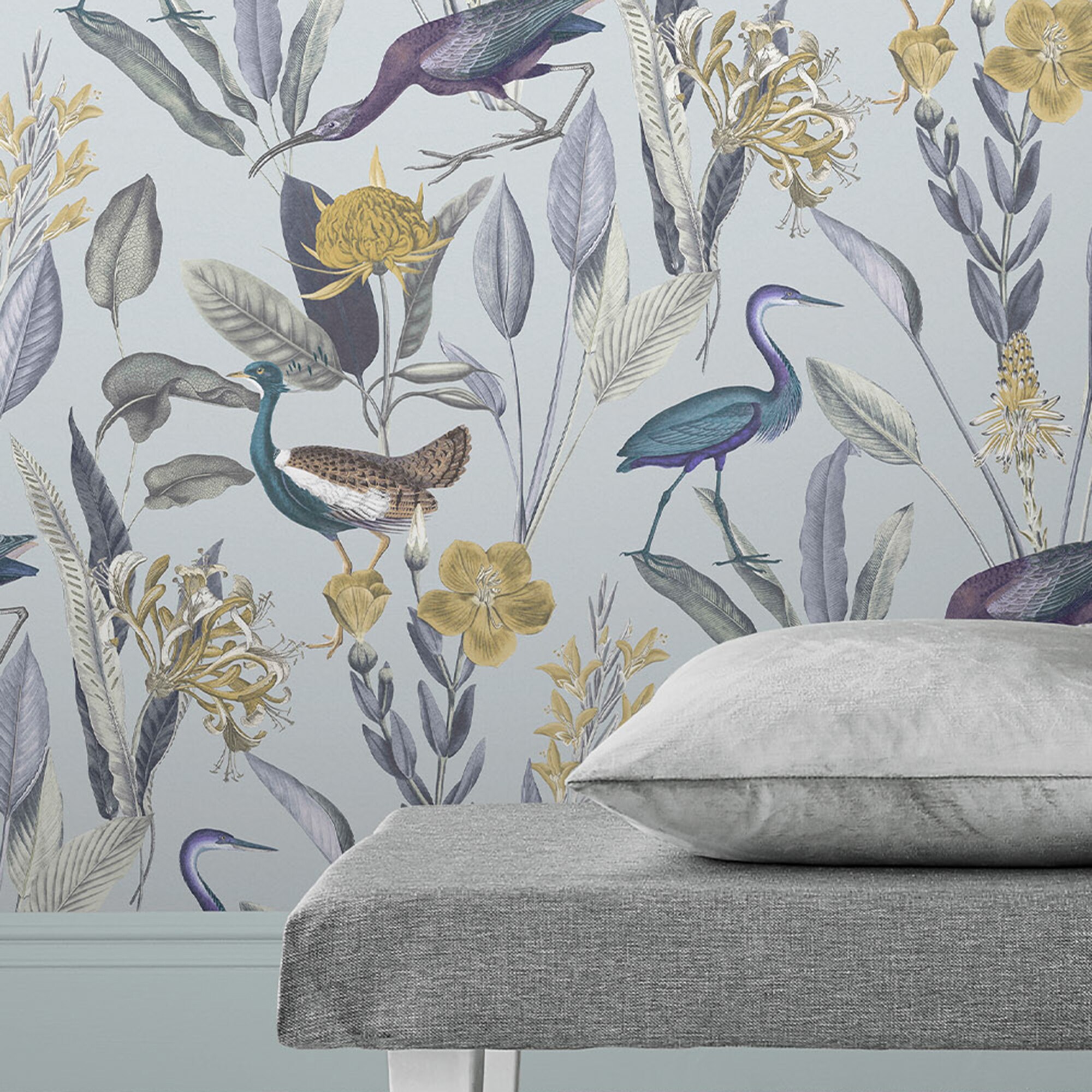 Graham & Brown 56-sq ft Grey Non-woven Floral Unpasted Wallpaper
