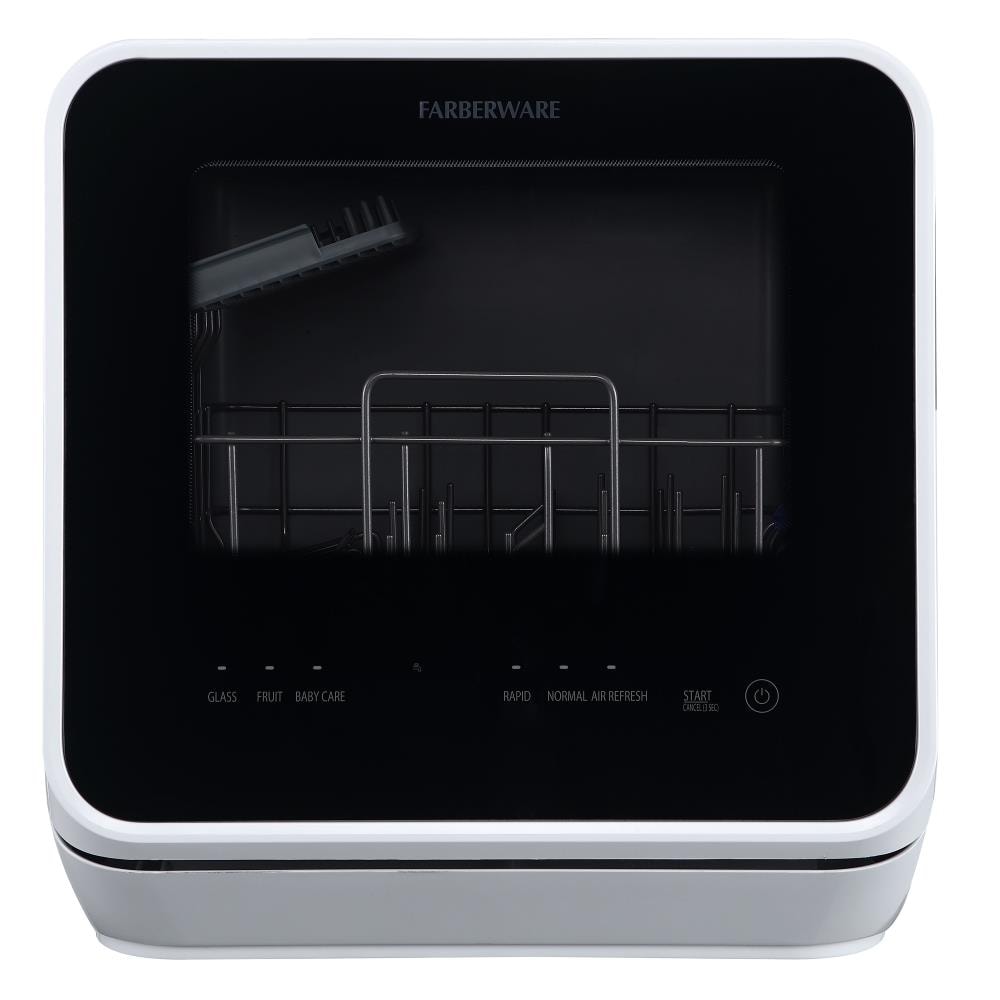 Farberware FDW05WHA Portable Countertop Dishwasher with 5-Liter Built-in  Water Tank - Black/White 