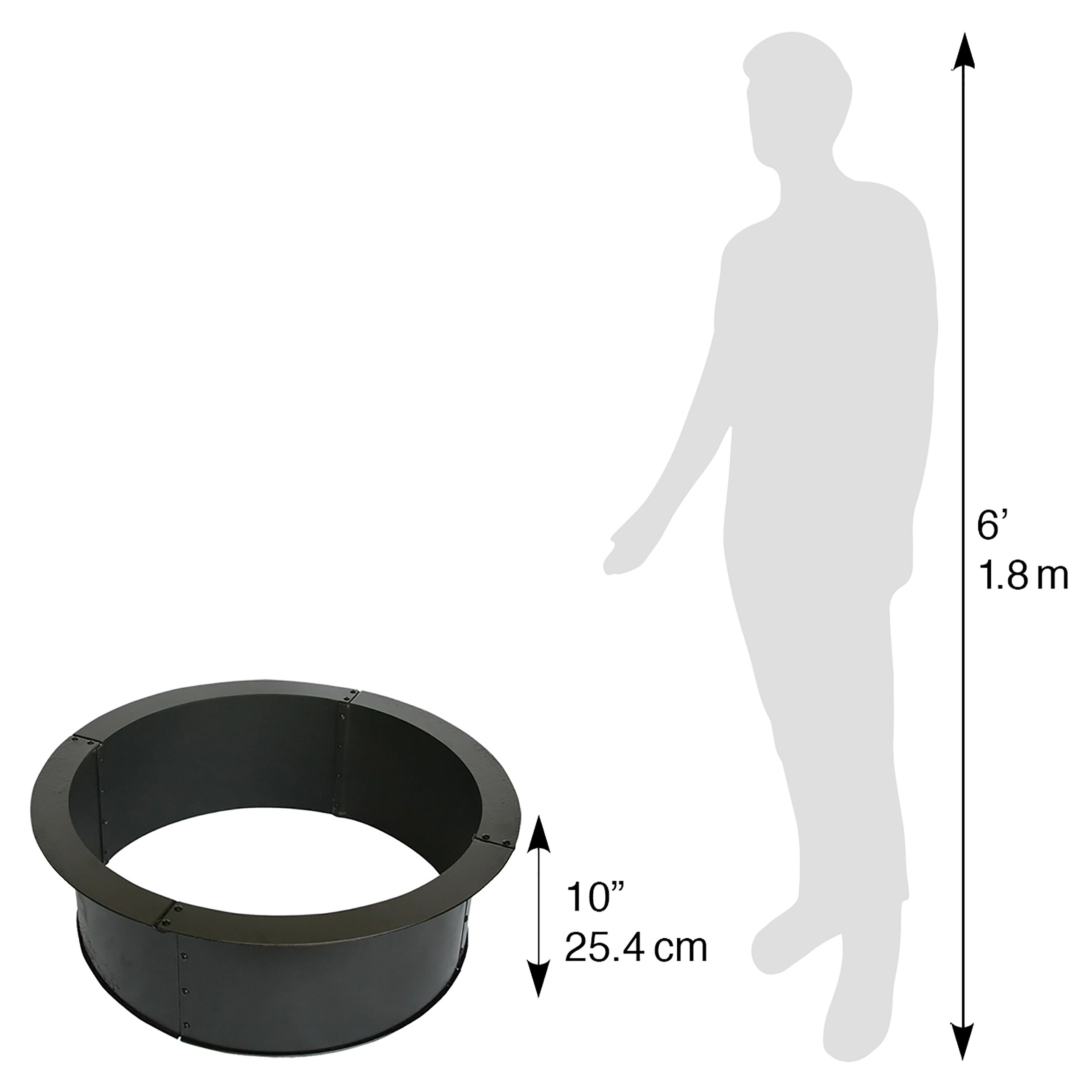 Black 36" Round Heavy-Duty Steel Fire Pit Ring
