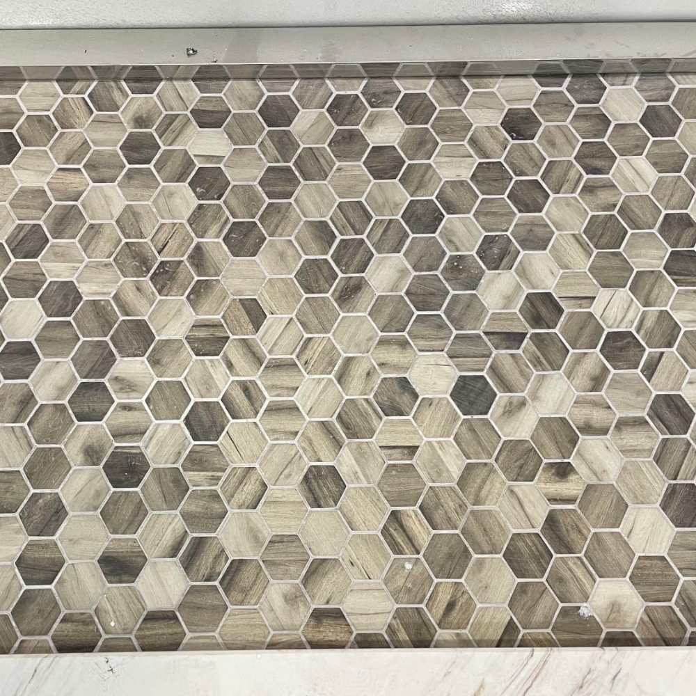 Honeycomb Beige Recycled Glass Mosaic Wall Tile Sheet