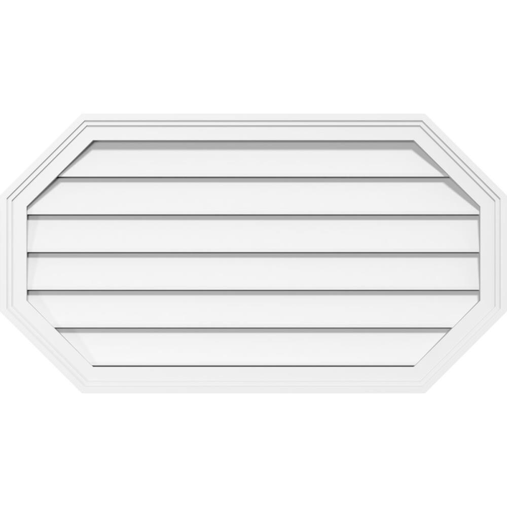 Ekena Millwork GVPOH16X1402SF 16-Inches x 14-Inches Off-white Octagon PVC Gable Louver Vent