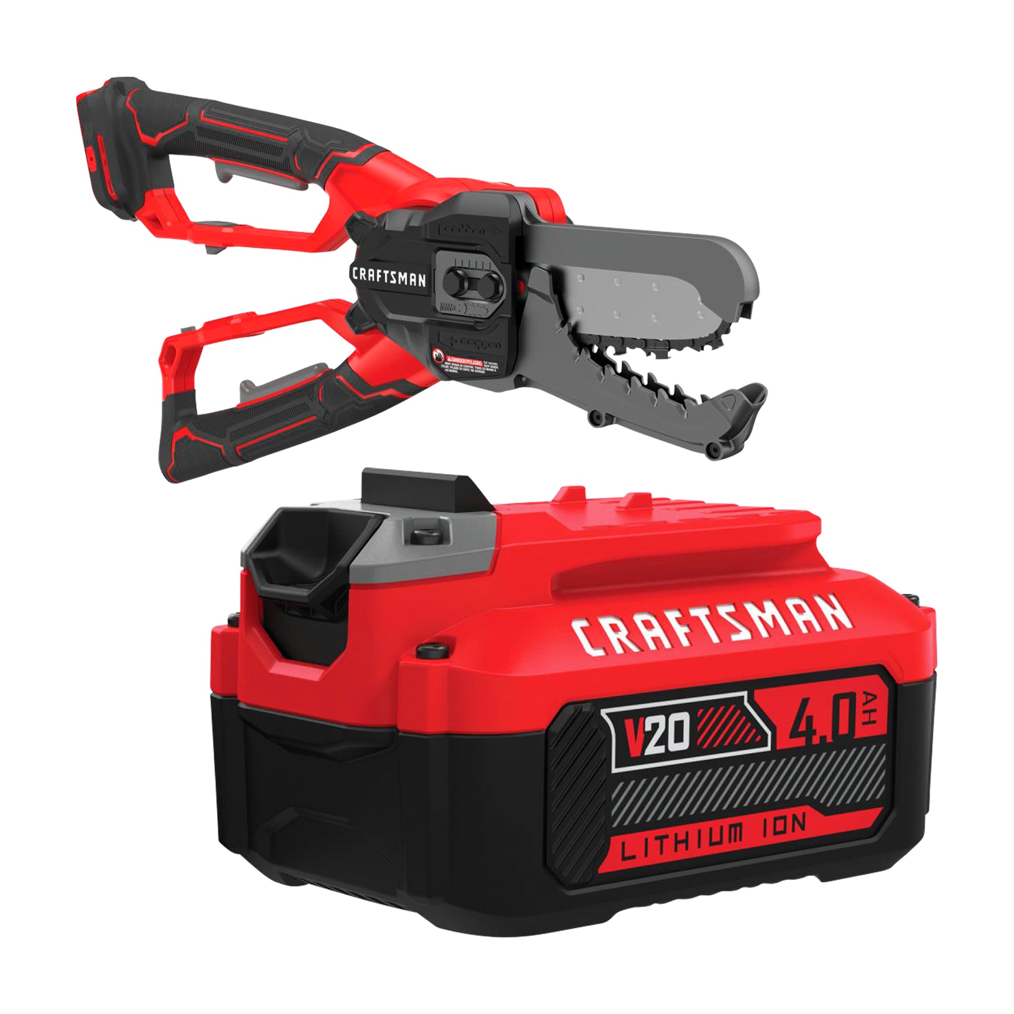 CRAFTSMAN V20 20-volt Max 6-in Cordless Electric Chainsaw & 20-Volt Max 4 Ah Rechargeable Lithium Ion (Li-Ion) Cordless Power Equipment Battery