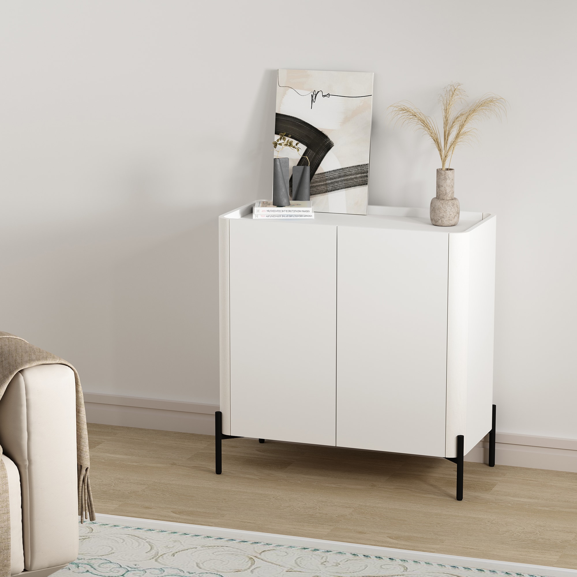 Manhattan Comfort AF004-WH 31.5-in W 2-Door White Accent Cabinet