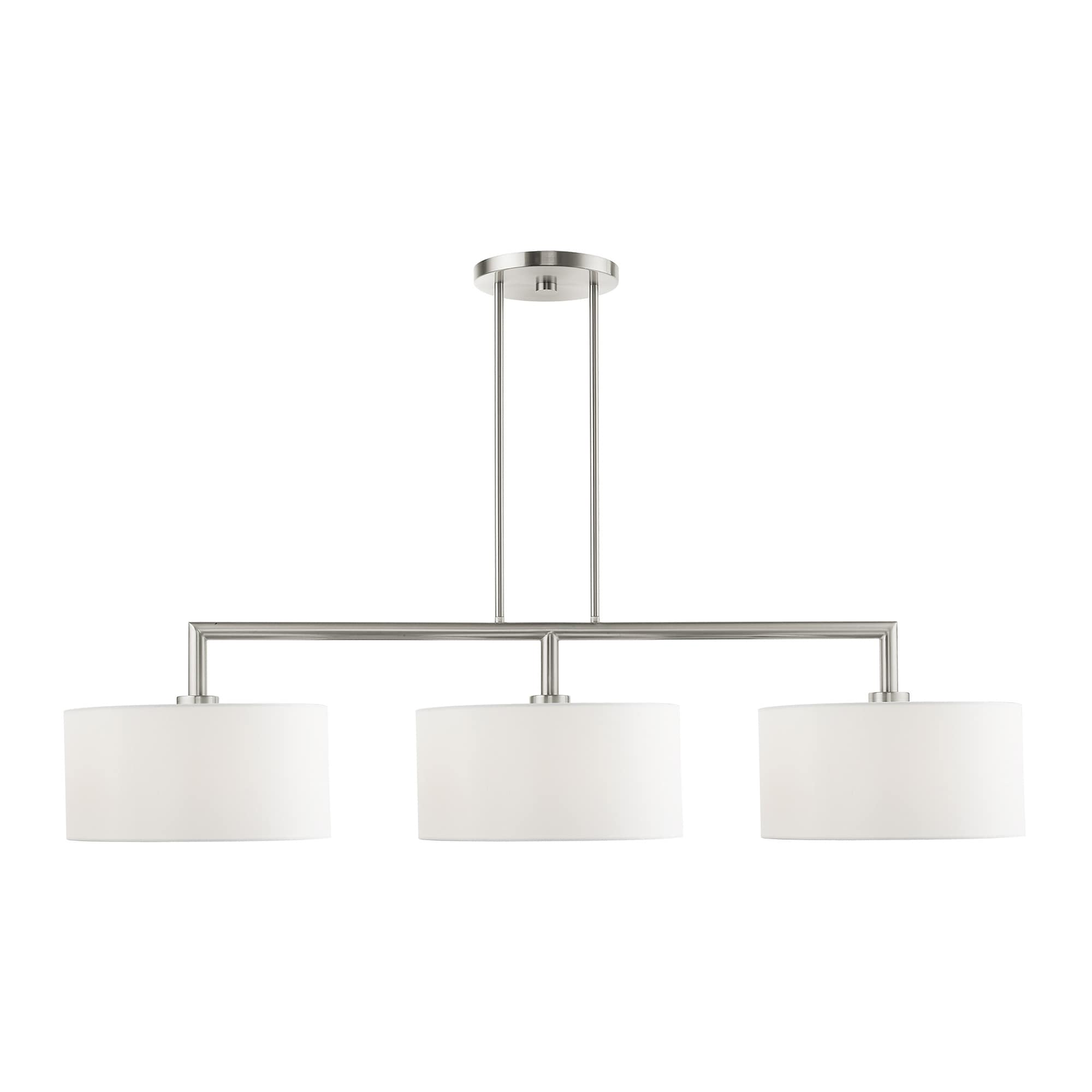 Sleek Brushed Nickel 3-Light Linear Drum Chandelier