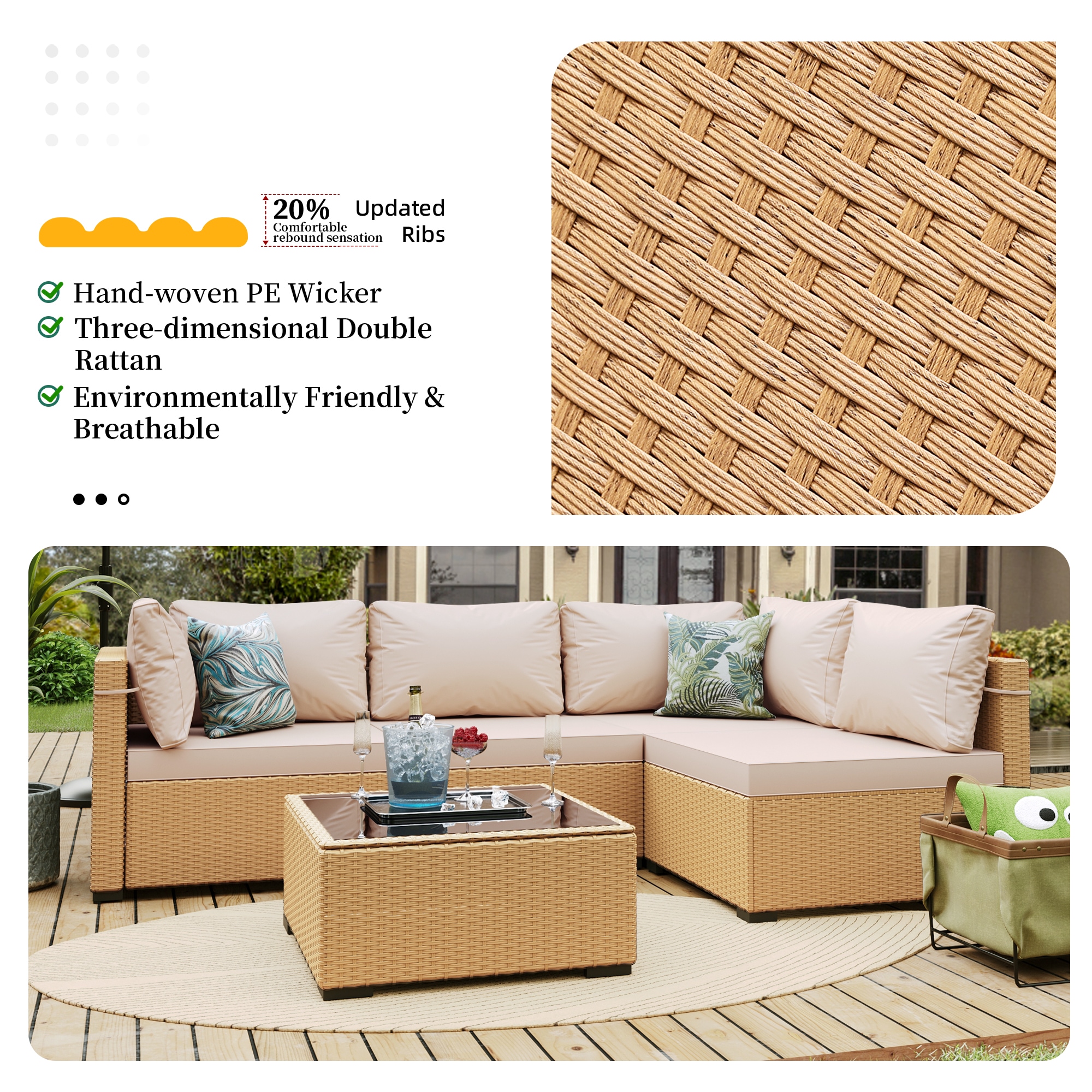UPHA TBBE-AB-BEIGE Patio-Conversation-Sets - View #6
