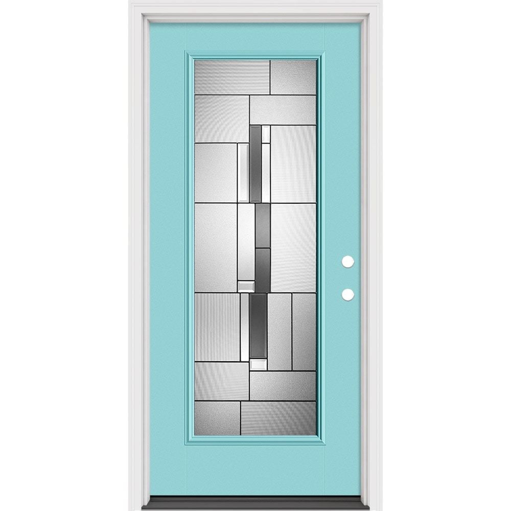 Masonite 632360 Cuzco 36-in x 80-in x 4-9/16-in Fiberglass Full lite Left-hand inswing Arctic White Painted Prehung Slab Front Door with Brickmould Solid core