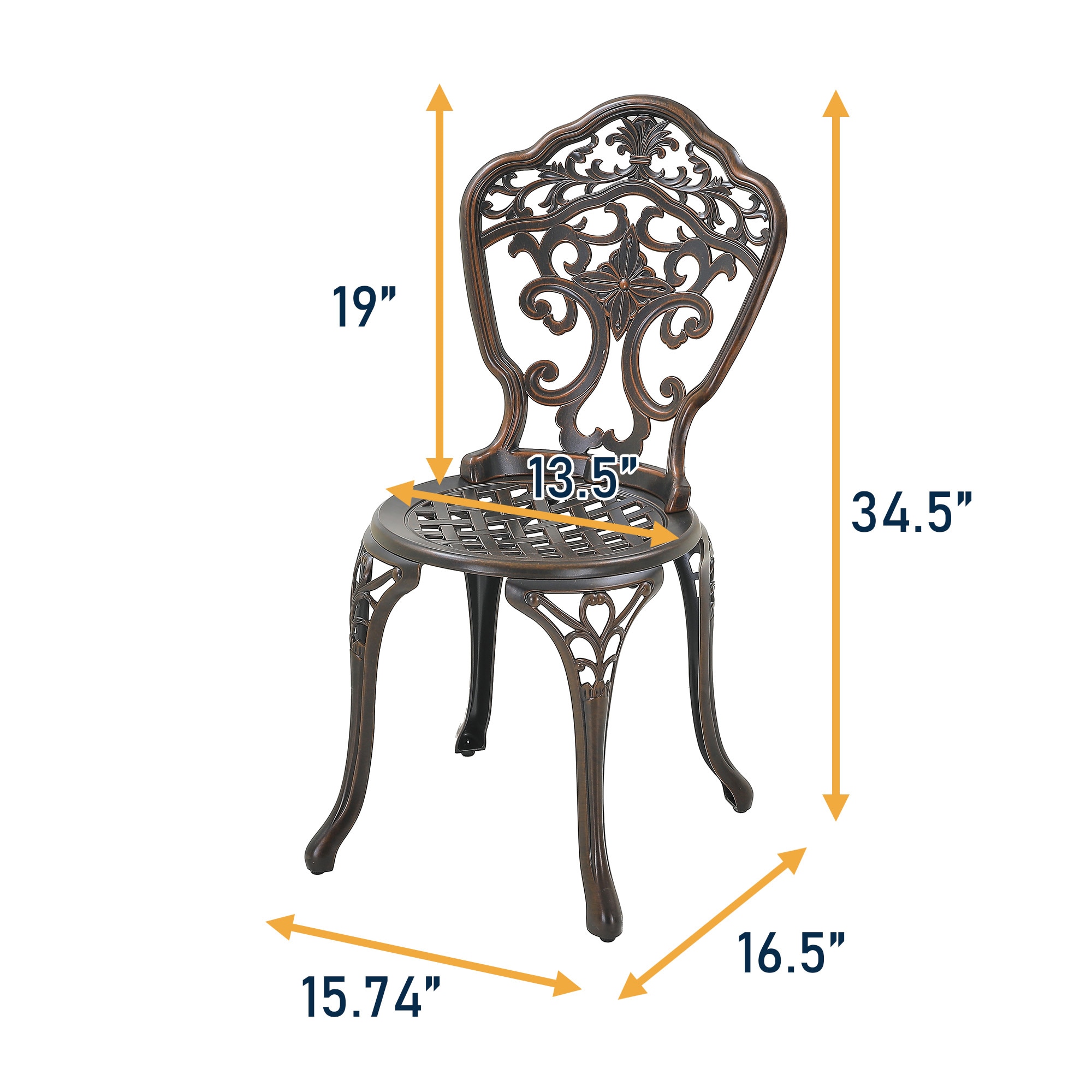 Clihome Cast Aluminum Patio Chairs Set of 2 Bronze Aluminum Frame ...