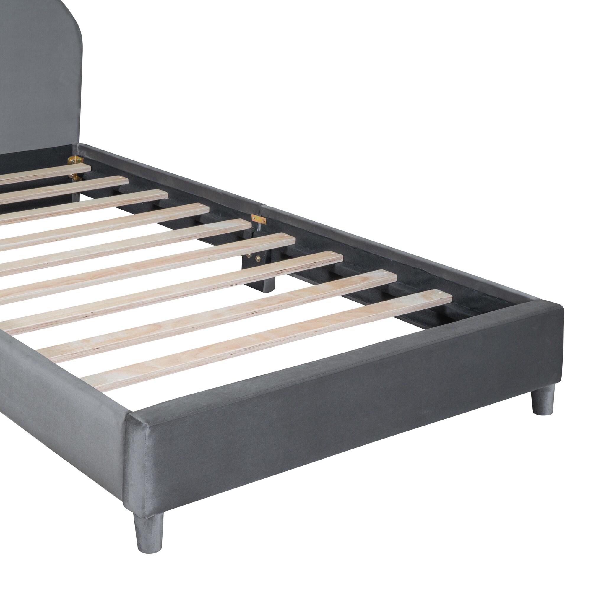 Clihome Platform Bed Gray Twin Wood Platform Bed at Lowes.com