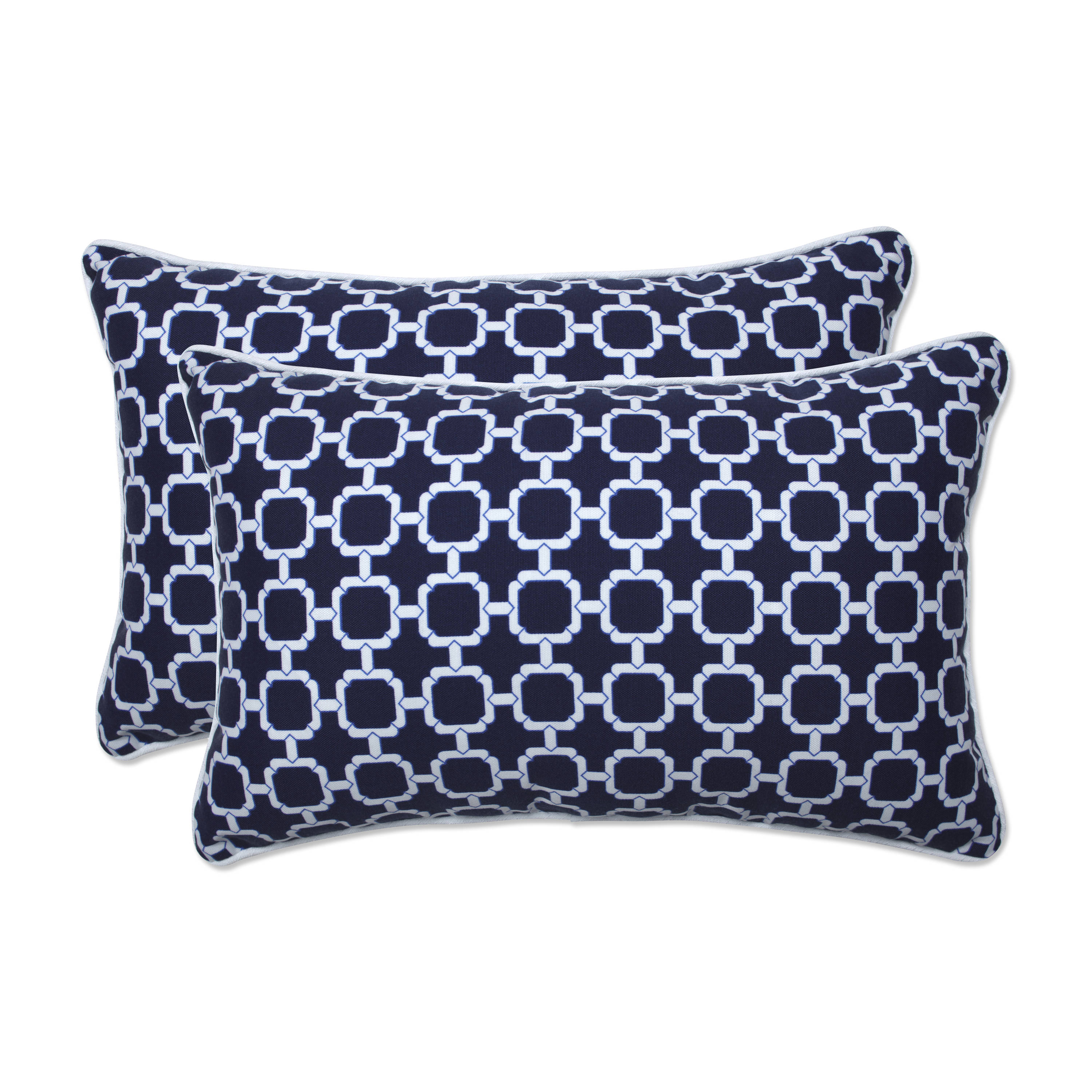 Pillow Perfect 685427 2-Pack Graphic Print Blue Rectangular Throw Pillow