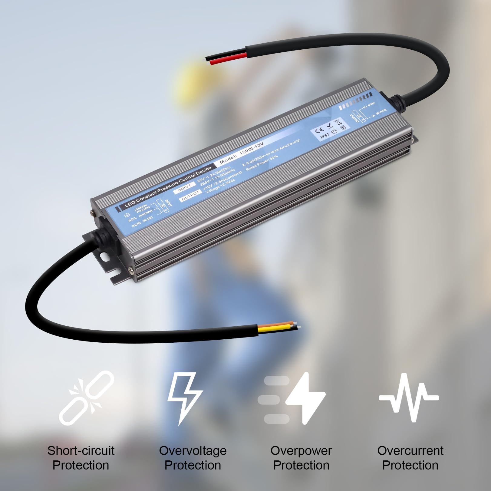Oyezvary LED Driver 60 Watts 12V DC Low Voltage Transformer Waterproof ...