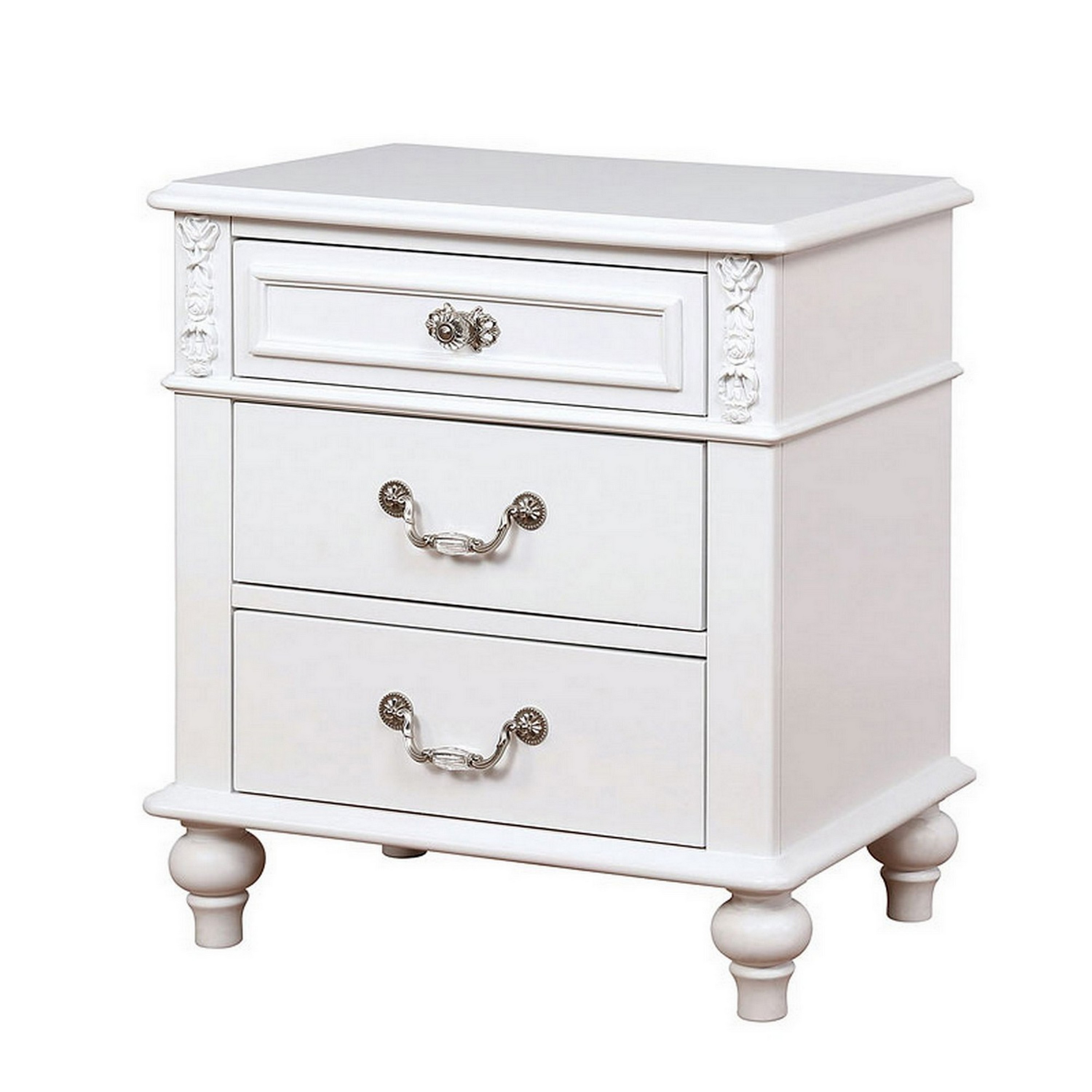 Benzara BM241909 White Nightstand