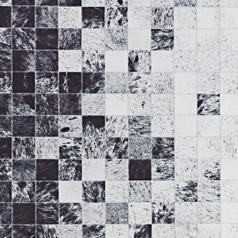 Coal Gray Geometric Faux Cowhide Area Rug 3'9" x 5'5"