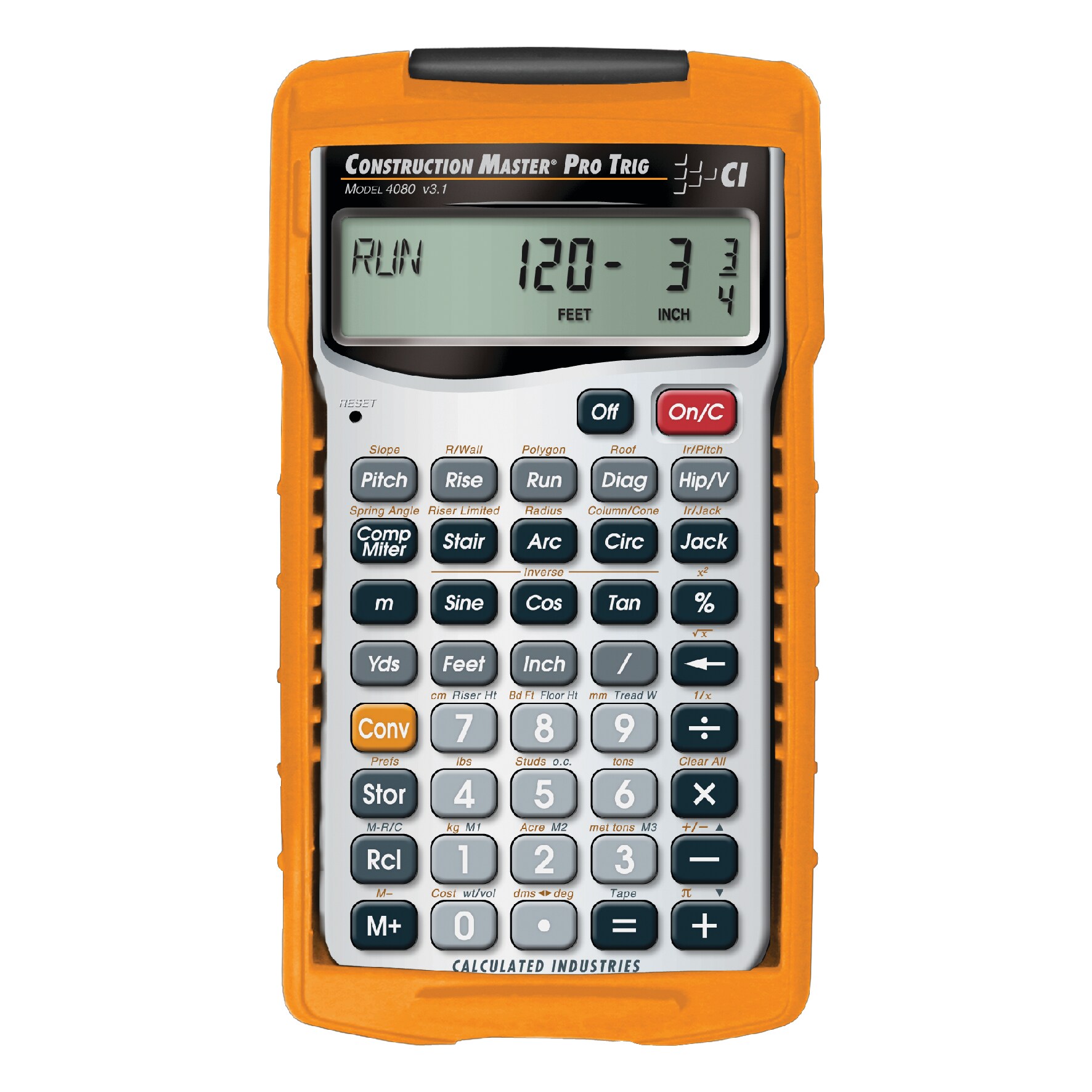 Calculated Industries Construction Master Pro Trig Advanced Feet-Inch-Fraction Construction-Math Calculator with Full Trigonometric Function
