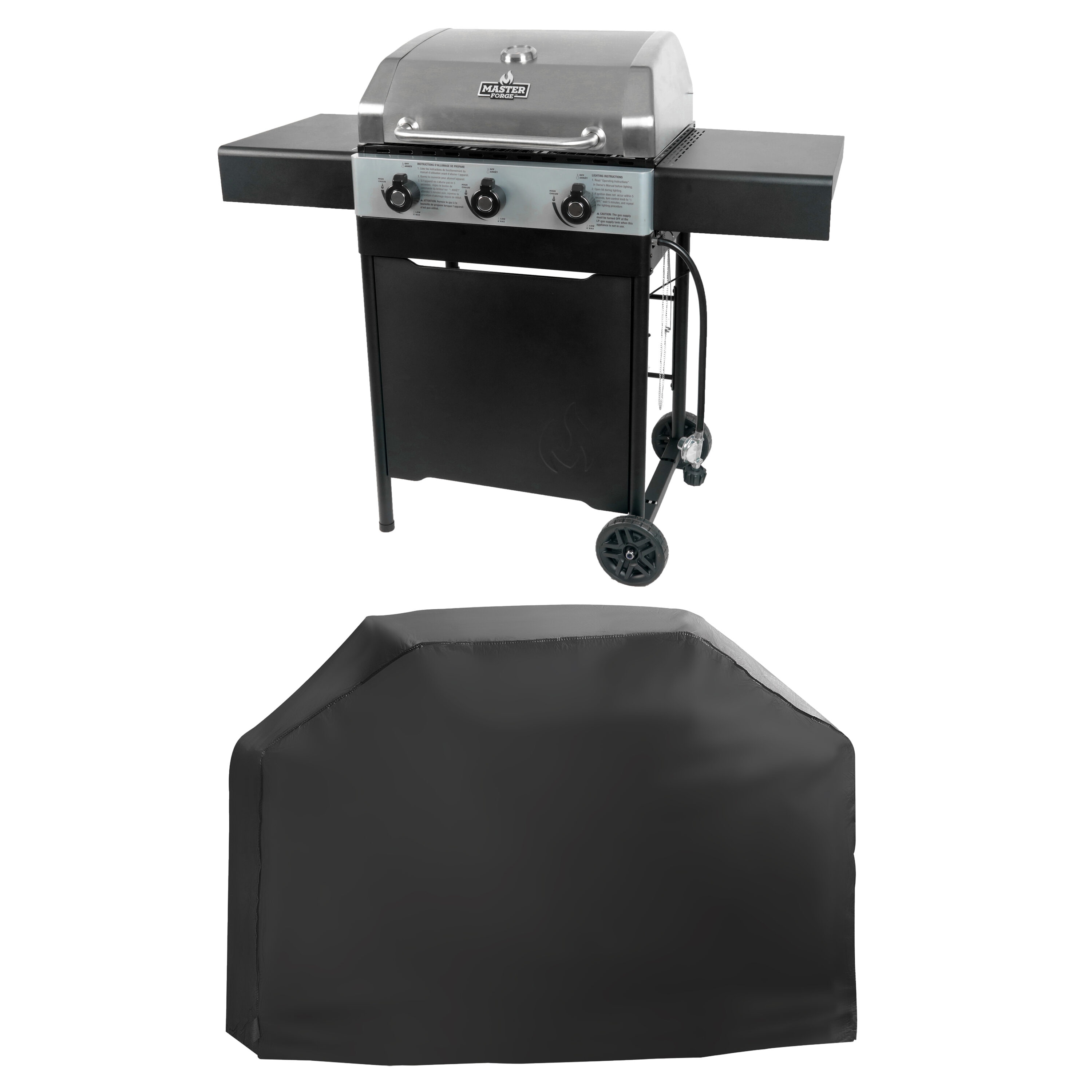 Master Forge 3 Burner Gas Grill with Master Forge Grill Accessories