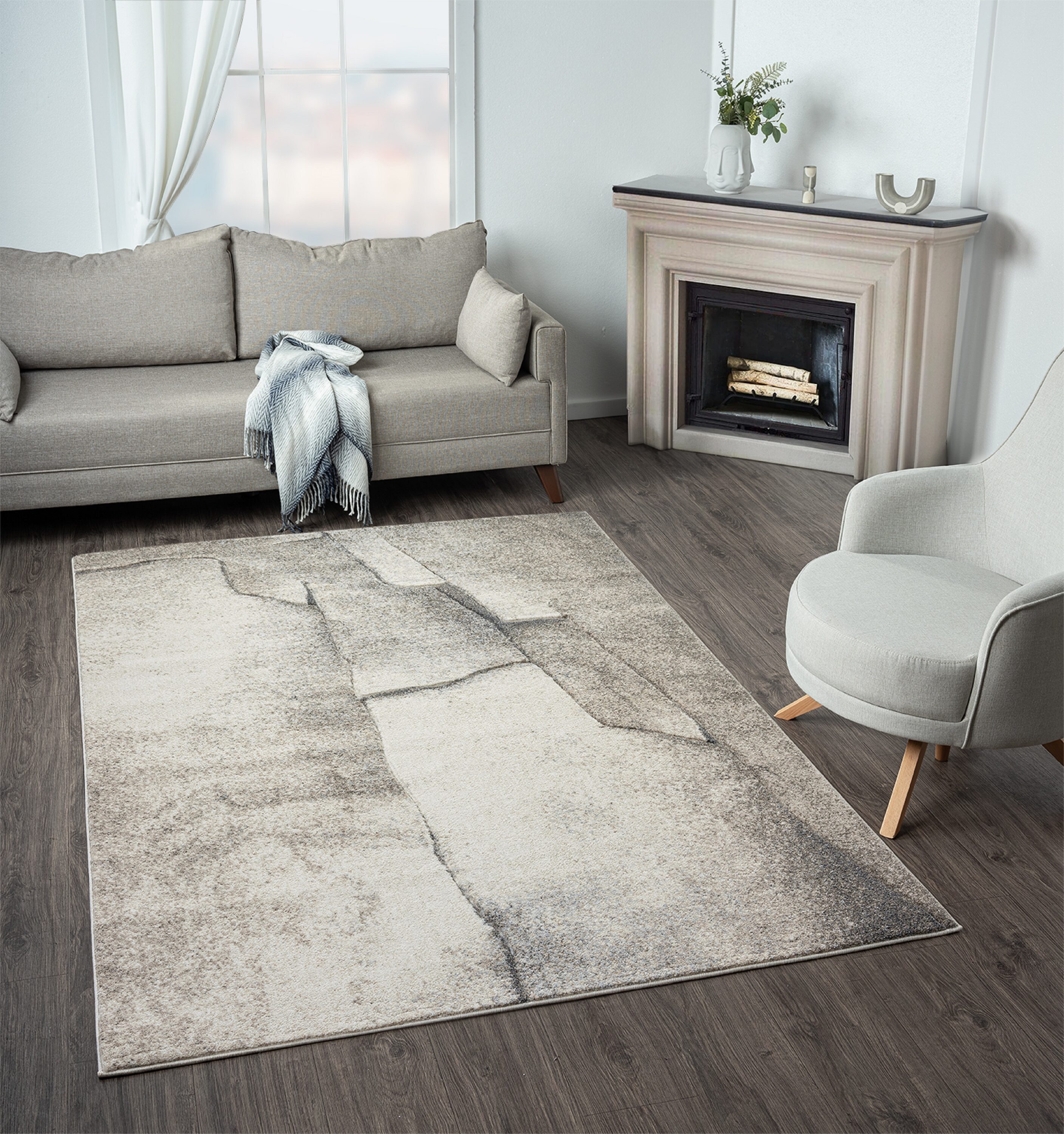 MDA Rugs FR05811 Fresco 8 x 10 (ft) Loomed Polypropylene Cream/Beige Rectangular Indoor Abstract Area rug