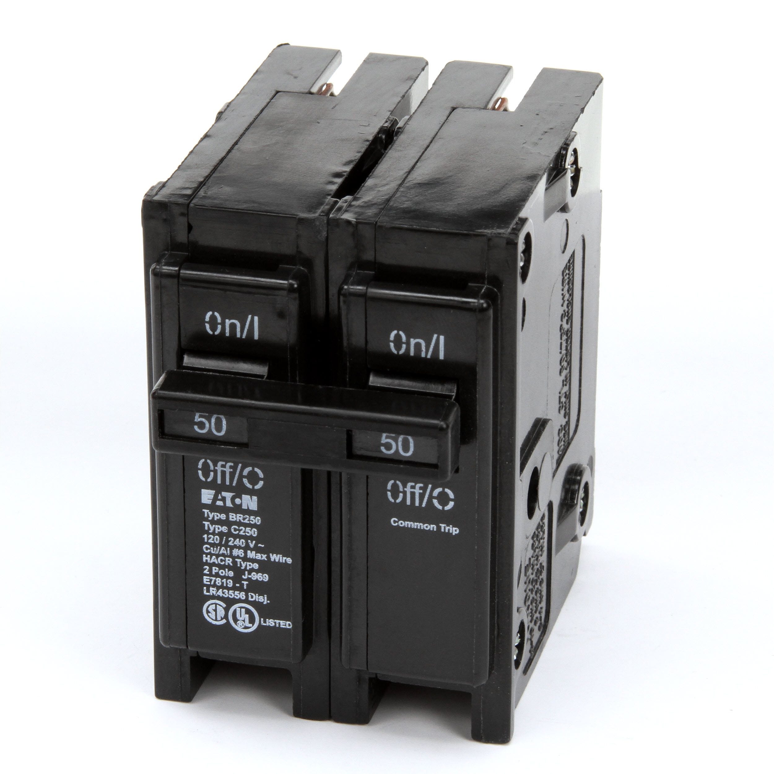 Cutler Hammer BR250 Eaton Molded Case Circuit Breaker 2 pole 50 amp 120 Volt 