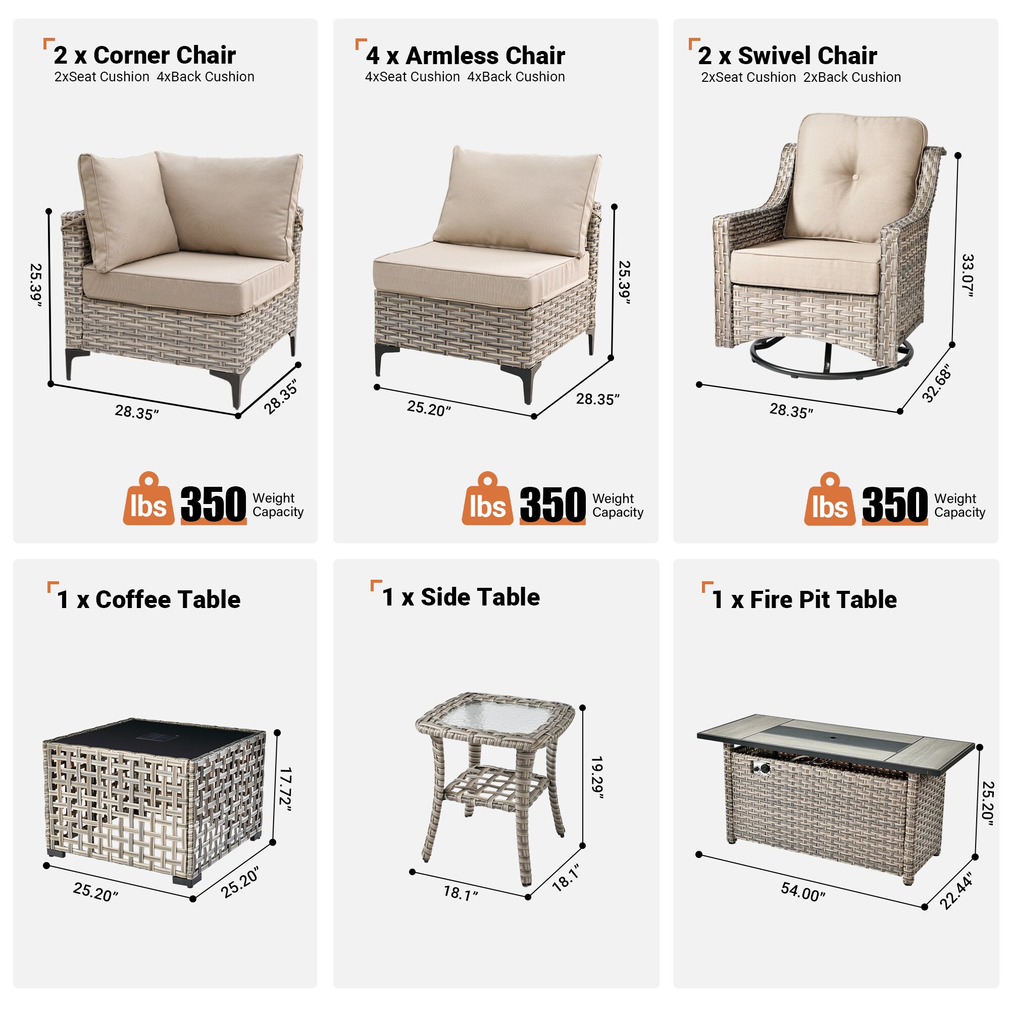Ovios RFP504-SK60YP Patio-Conversation-Sets - View #10
